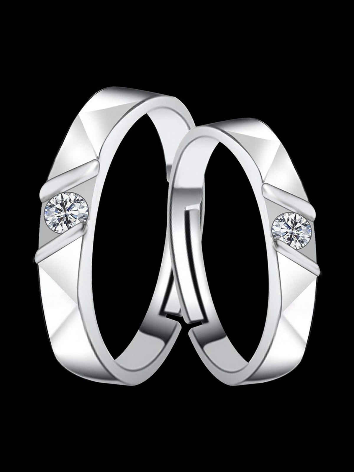 YouBella Silver Plated Heart Proposal Adjustable Couple Ring | YBRG-20323