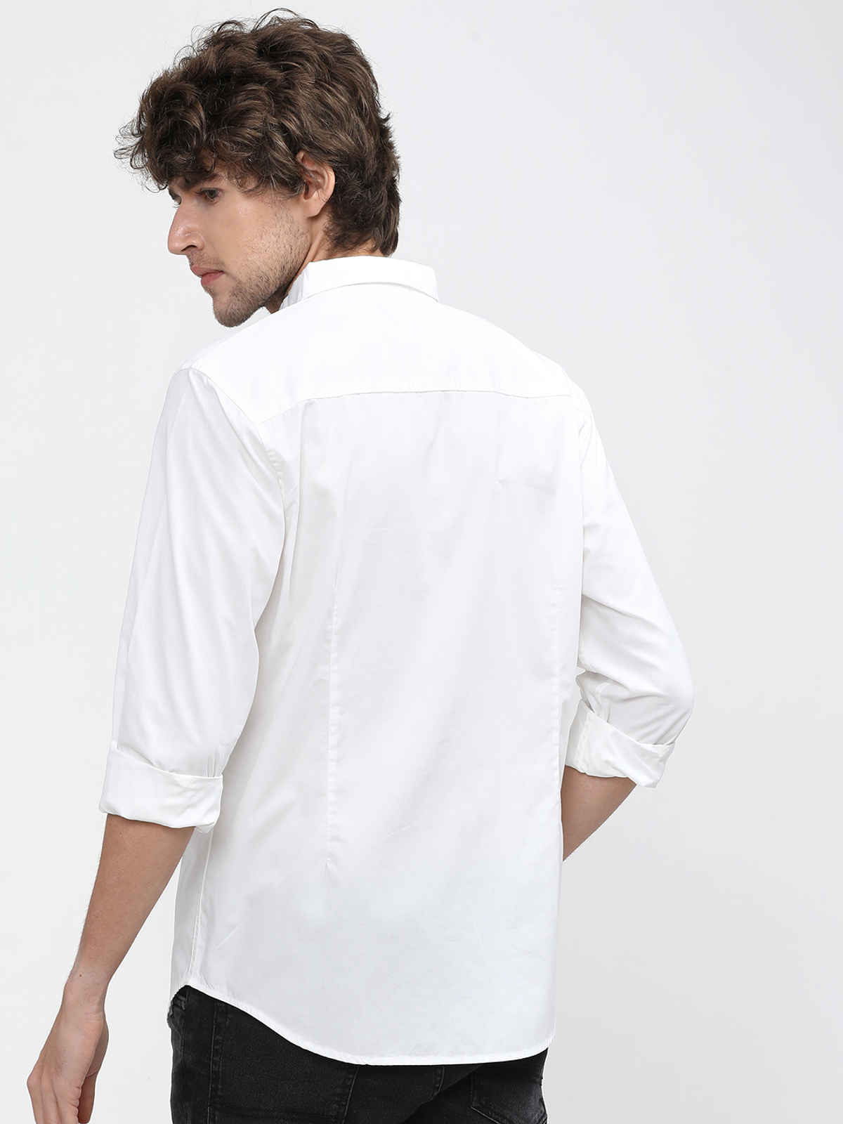 HIGHLANDER Men's Slim Fit Printed Casual Shirt | White - M