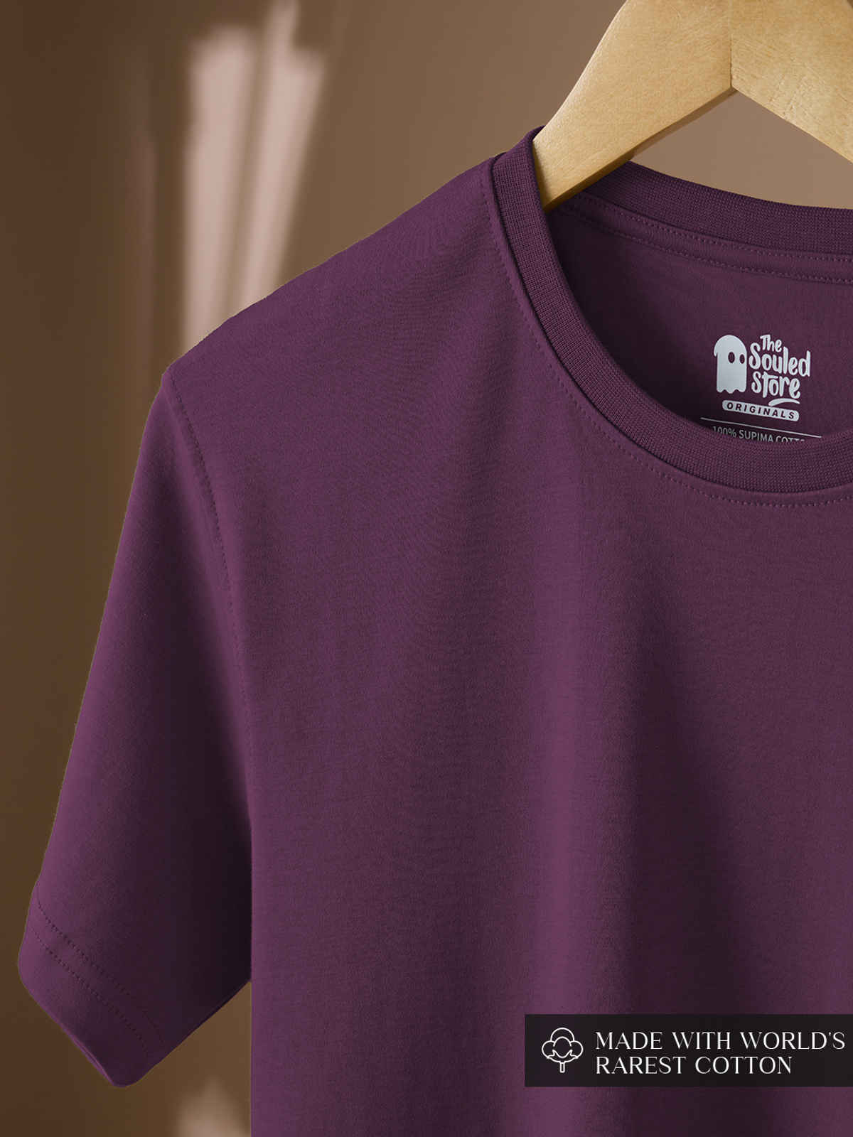The Souled Store Men's Regular Supima | Deep Purple T Shirts | L