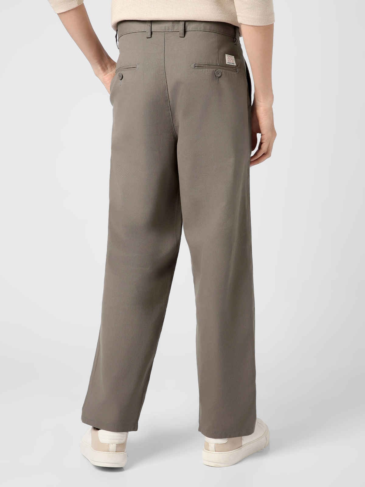 Urbano Fashion Men's Grey Loose Baggy Fit Solid Chino Trousers Non-Stretchable-28