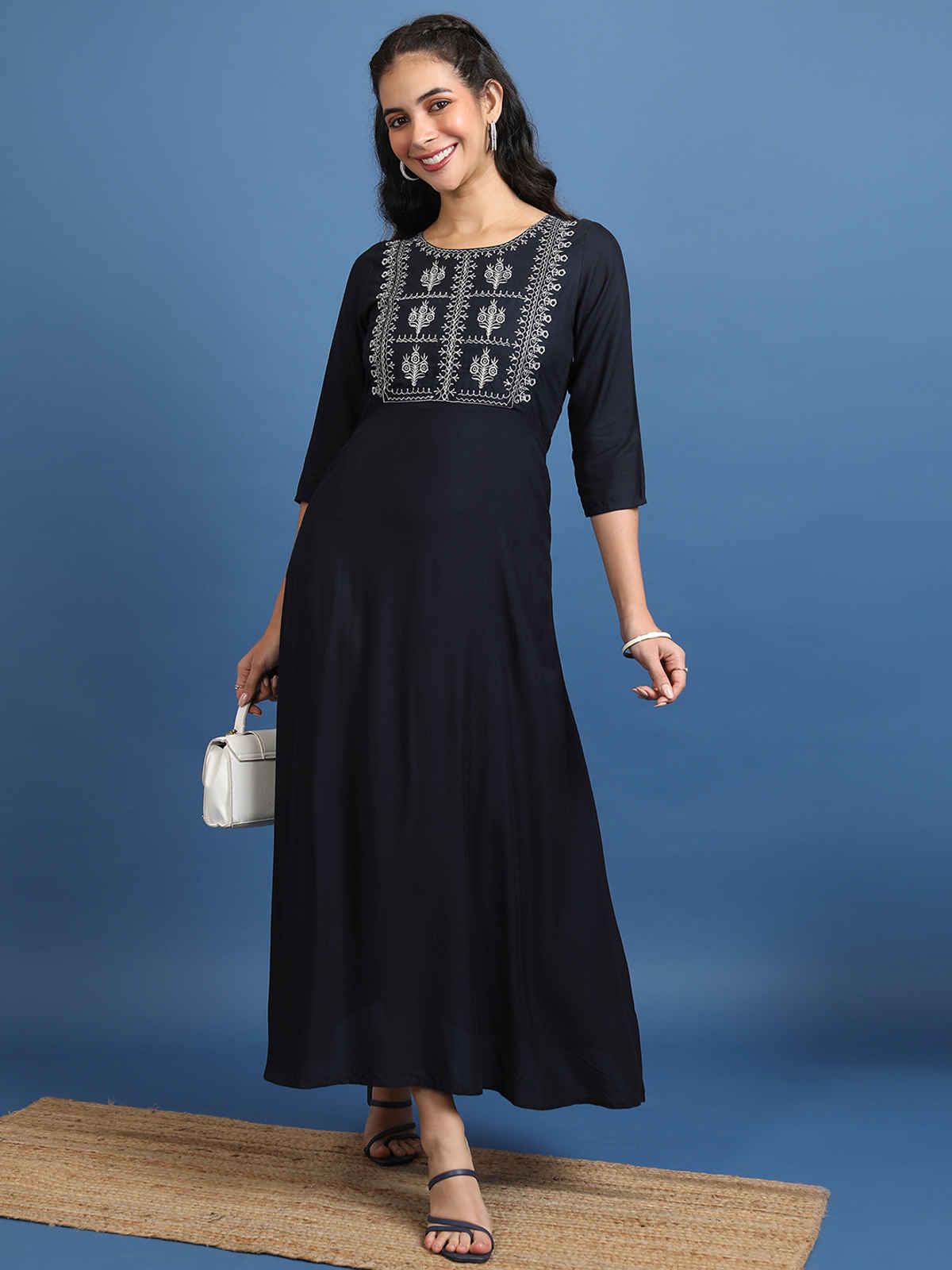 Vishdhd Vishudh Women's Ethnic Motifs Embroidered A-Line Ethnic Dress - Buy at ...