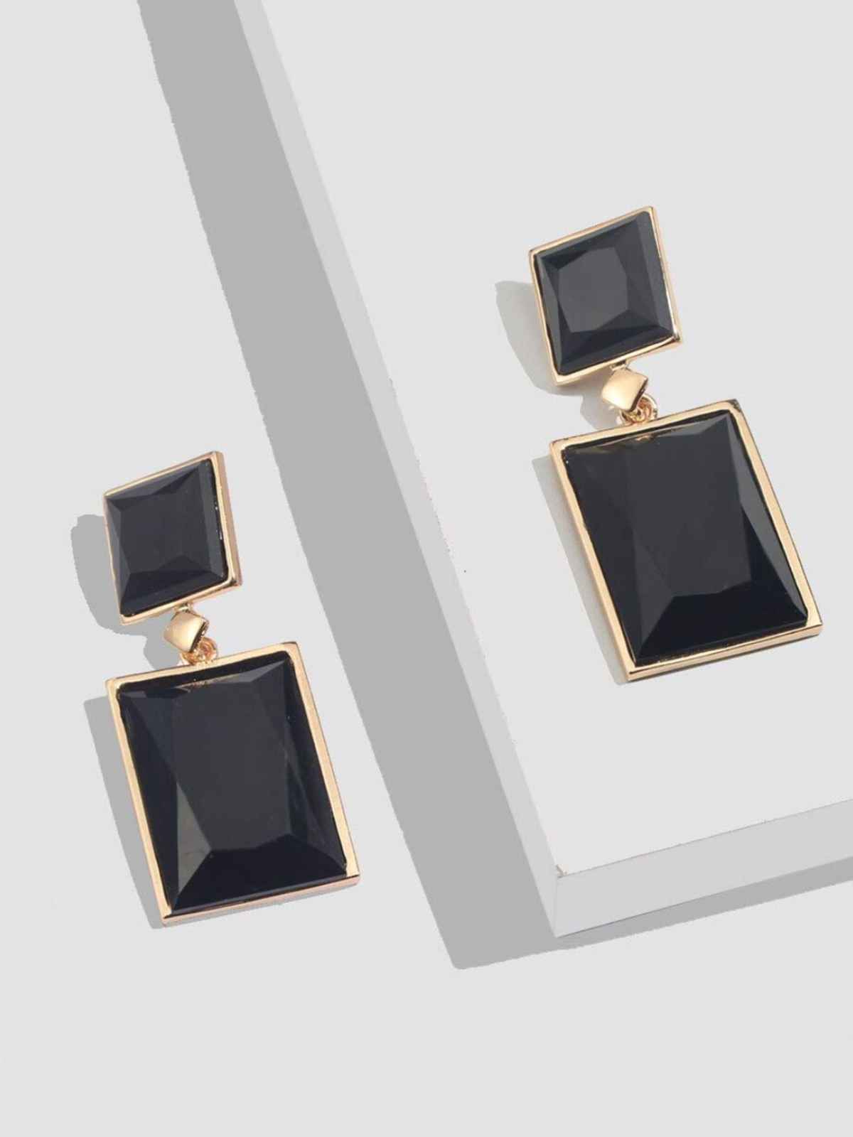 Youbella Jewellery Girls And Women'S Gold Plated Crystal Handmade Earrings (Black)(Ybear - 32842)