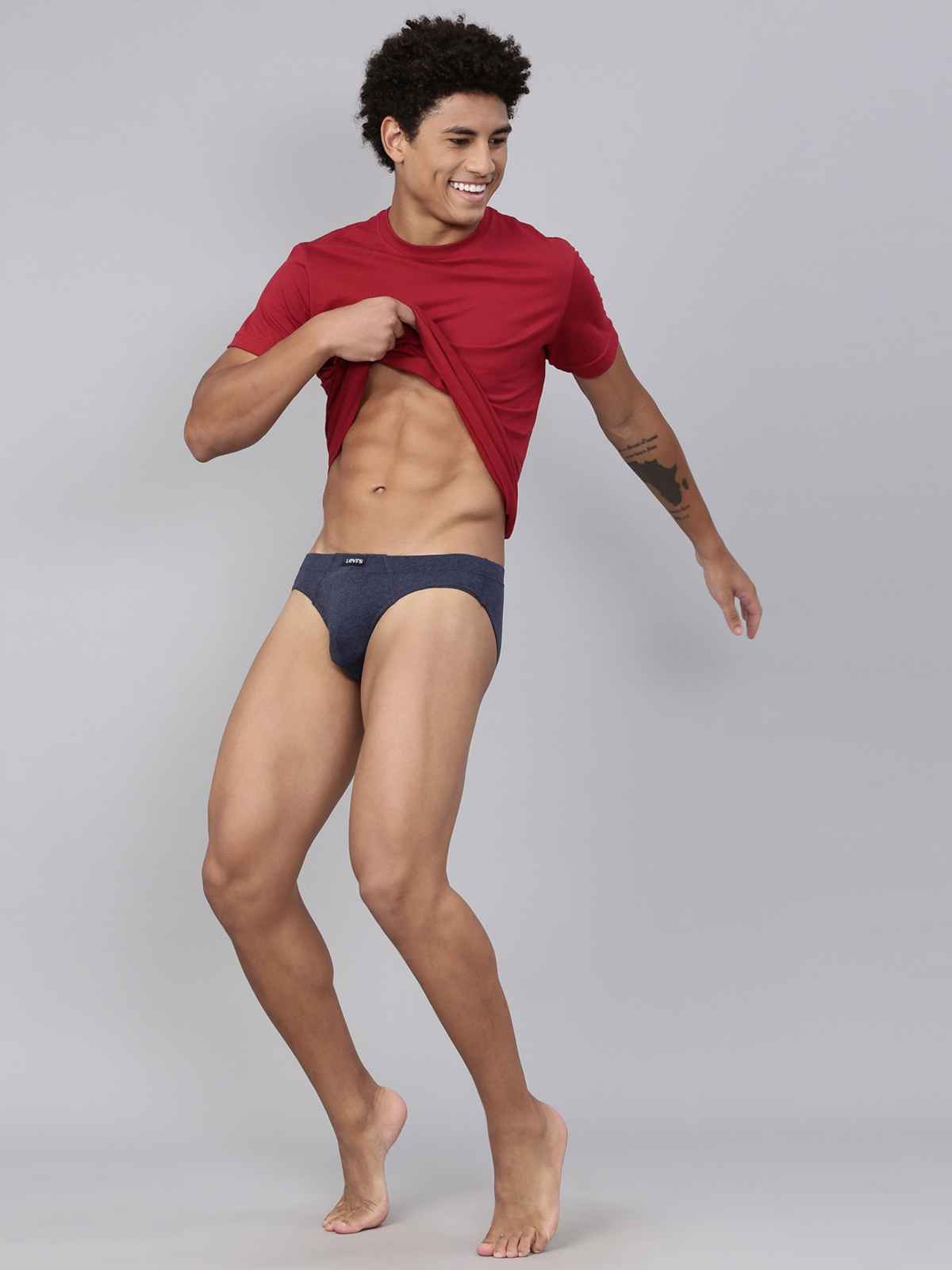 Levi's 011 Men's Comfort Brief | Contoured Double Pouch | Pack of 3 | Black,Navy Mel,Wine | M