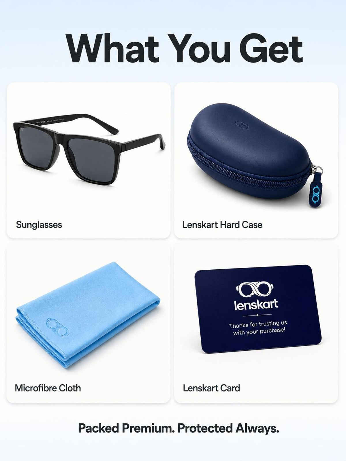 Vincent Chase By Lenskart Unisex Solid Plastic Wayfarer Sunglasses | Black - L