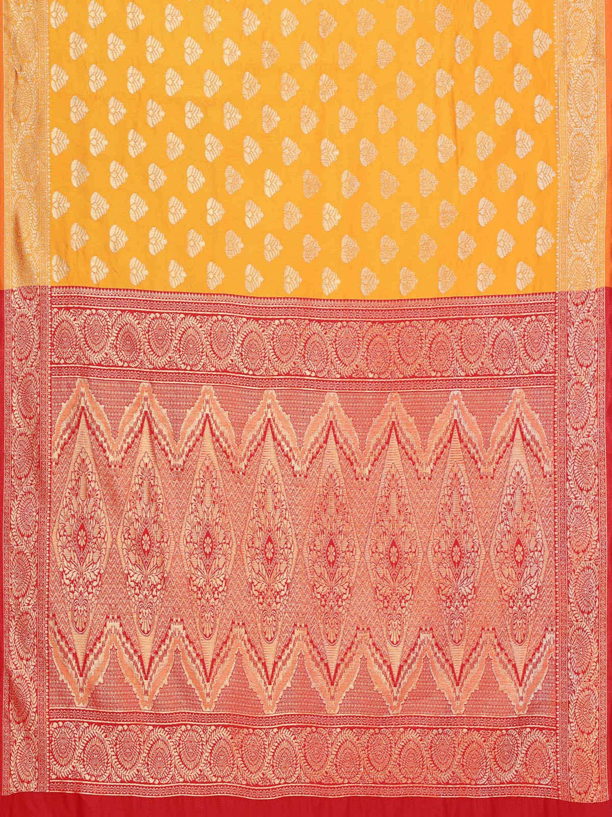 Hema Silk Mills Women Woven Banarasi Silk Blend Saree | Mustard