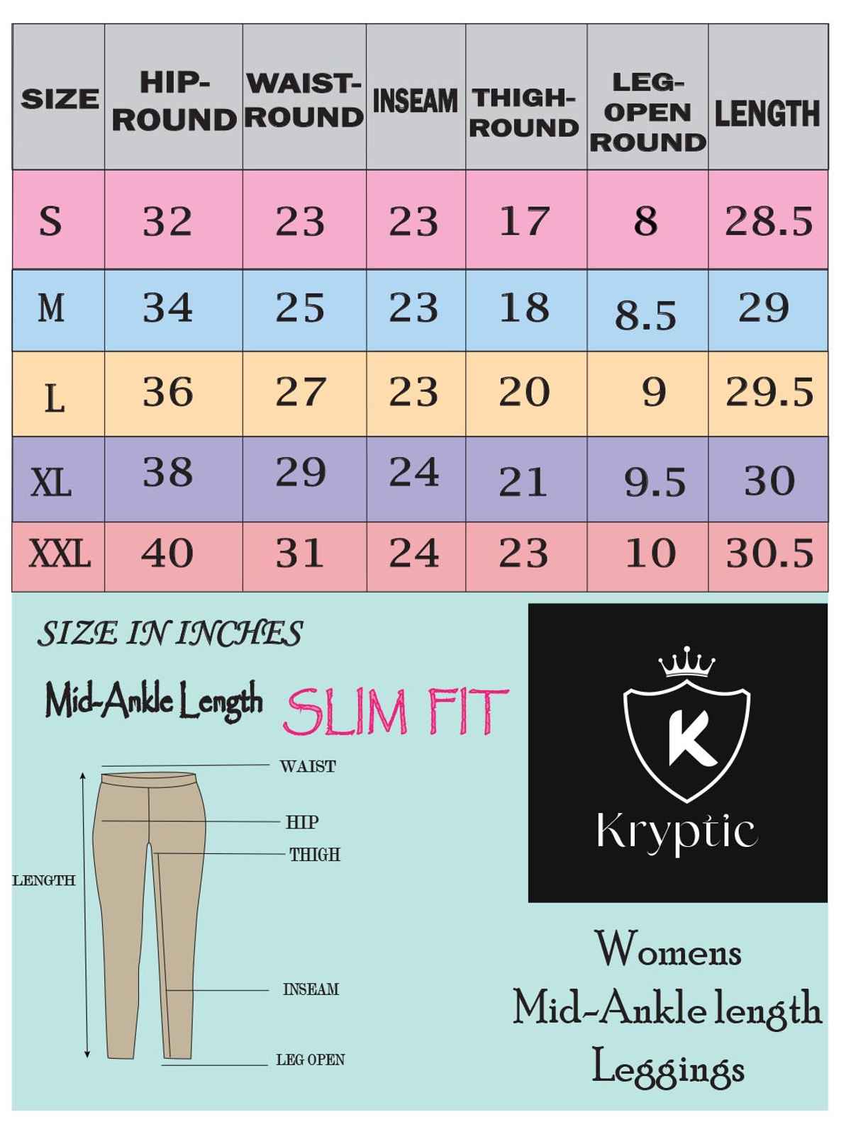 Kryptic Women's Mid-Rise Three-Fourth Length Stretchable Cotton Leggings | White - XL