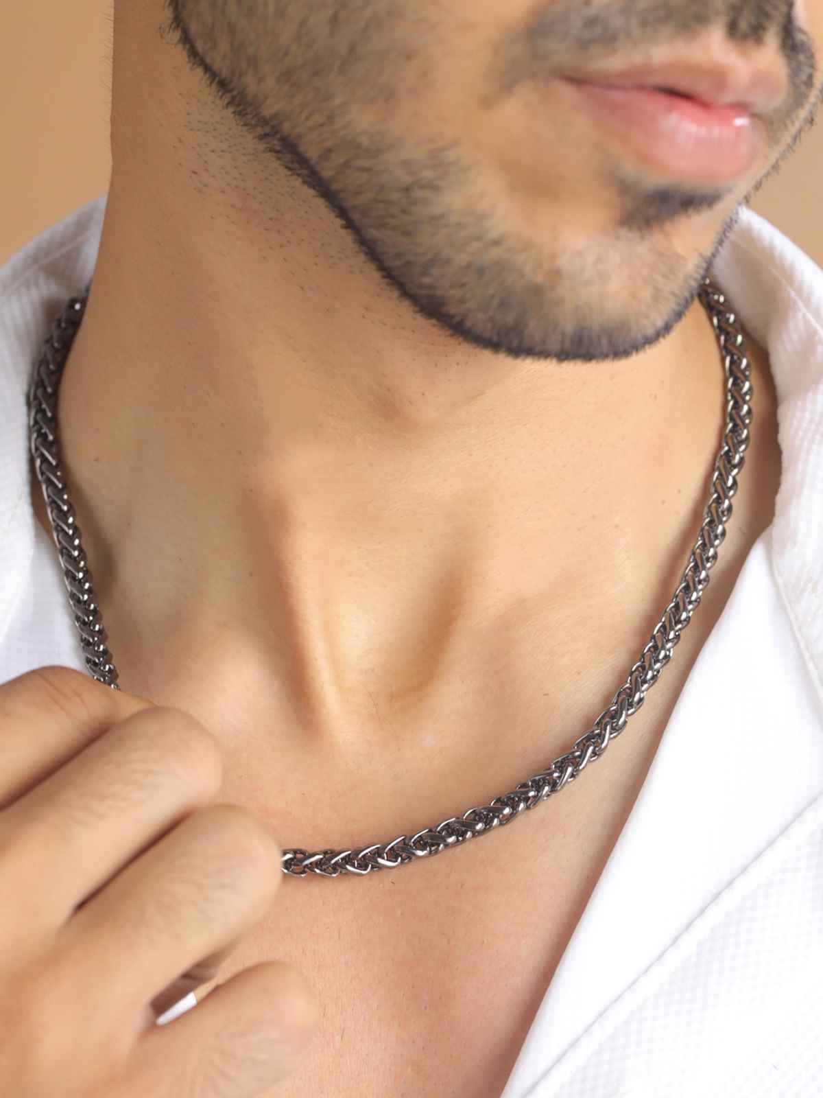 Priyaasi Bold by Priyaasi Sleek Black Gunmetal-Plated Chain for Men
