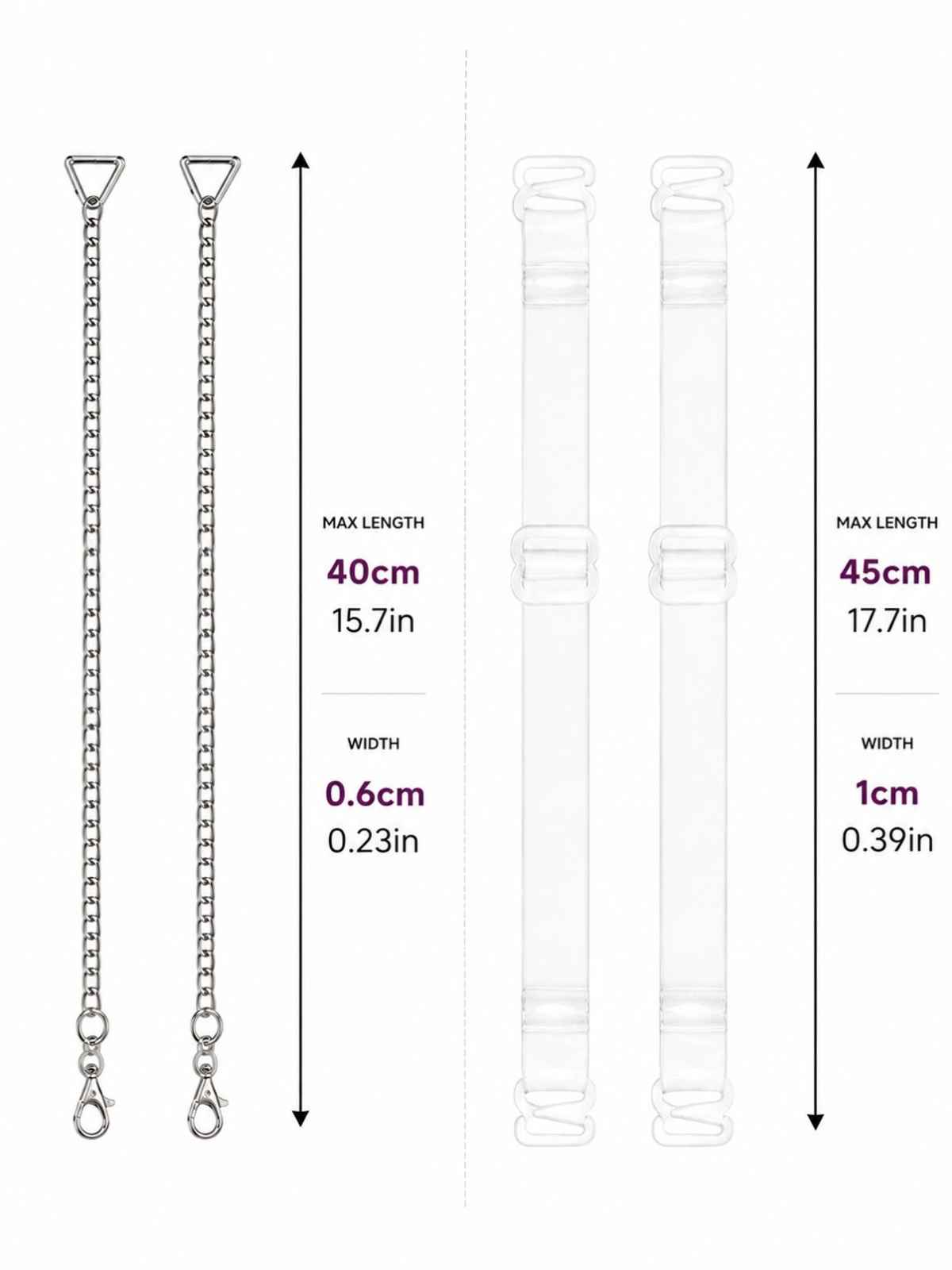 Secrets By ZeroKaata Women's Fashion Bra Strap Set | Silver & Transparent | Free Size
