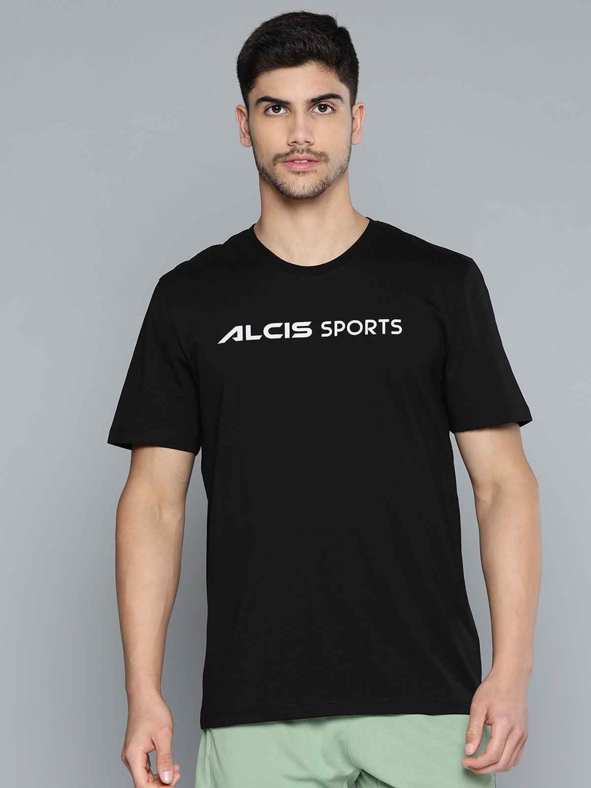 Alcis Men's Round Neck T-shirt | Black - L