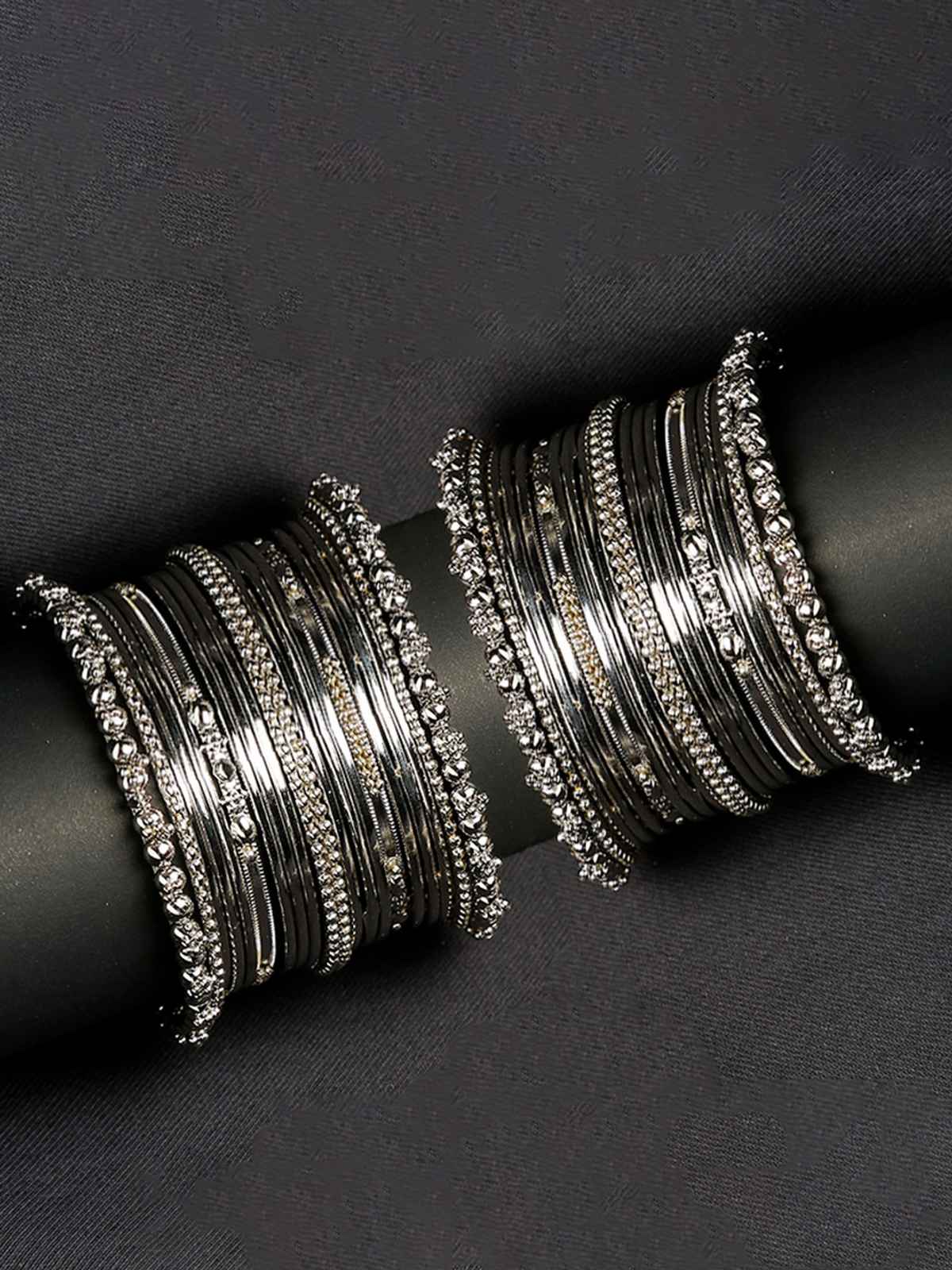 YouBella Stylish Traditional Jewellery Silver Plated Bangle Set for Women (YBBN - 91391 - 2.6)