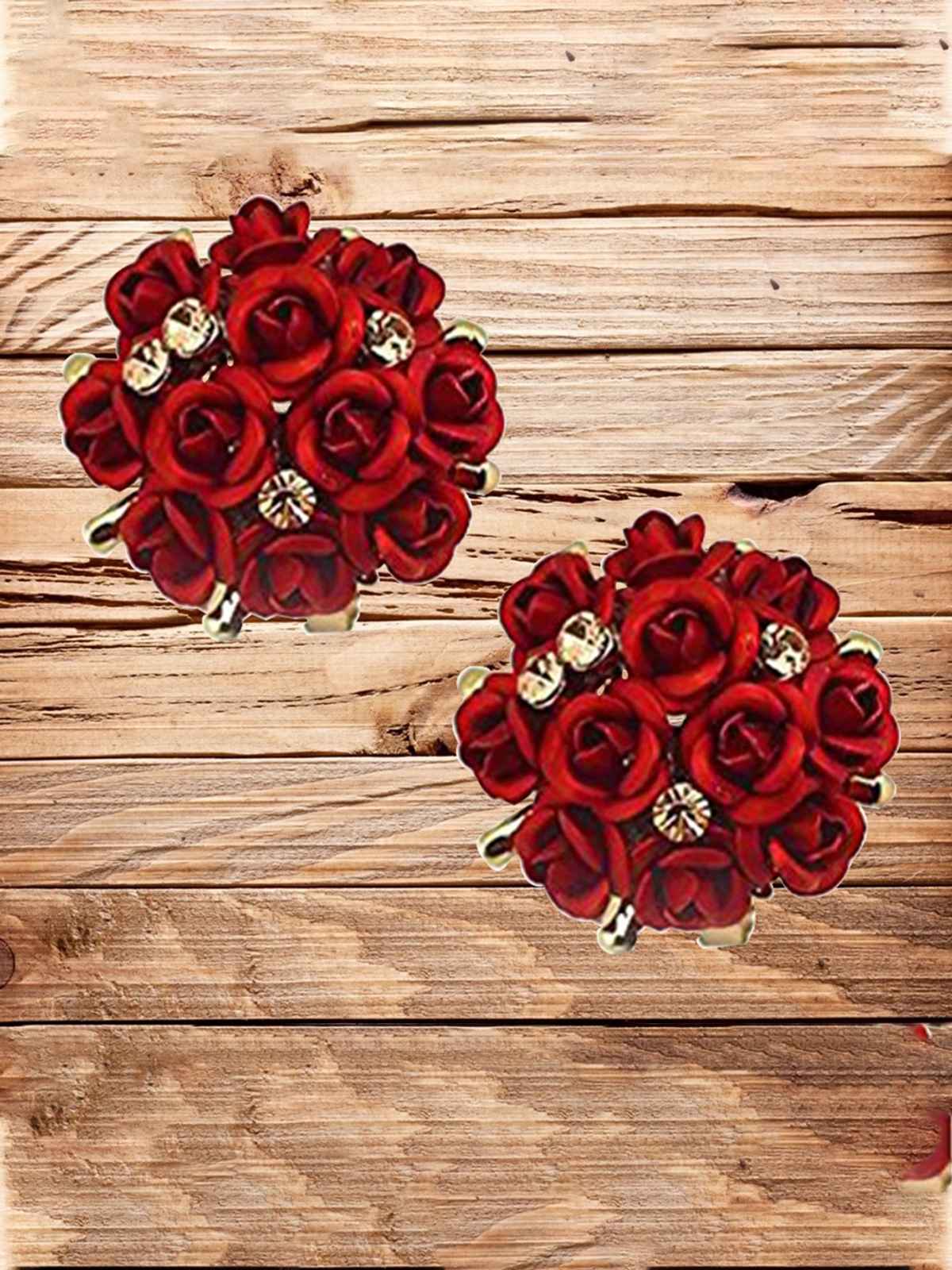 Youbella Fashion Jewellery Rose Shape Stud Earrings For Girls And Women (Red)(Ybear - 31673)