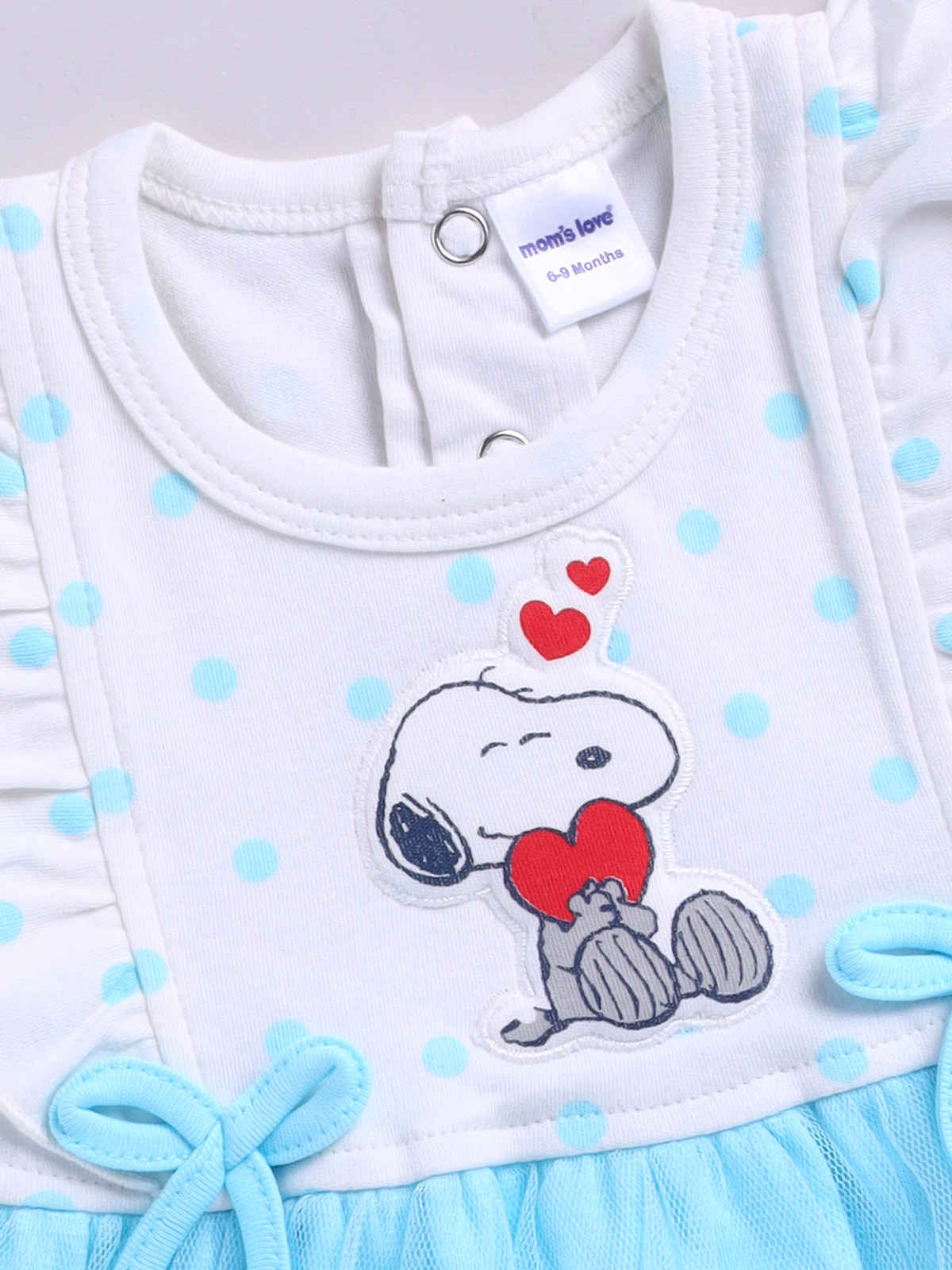 Mom's Love Girls' Printed Cotton Dresses | Aqua | 03 - 06 months