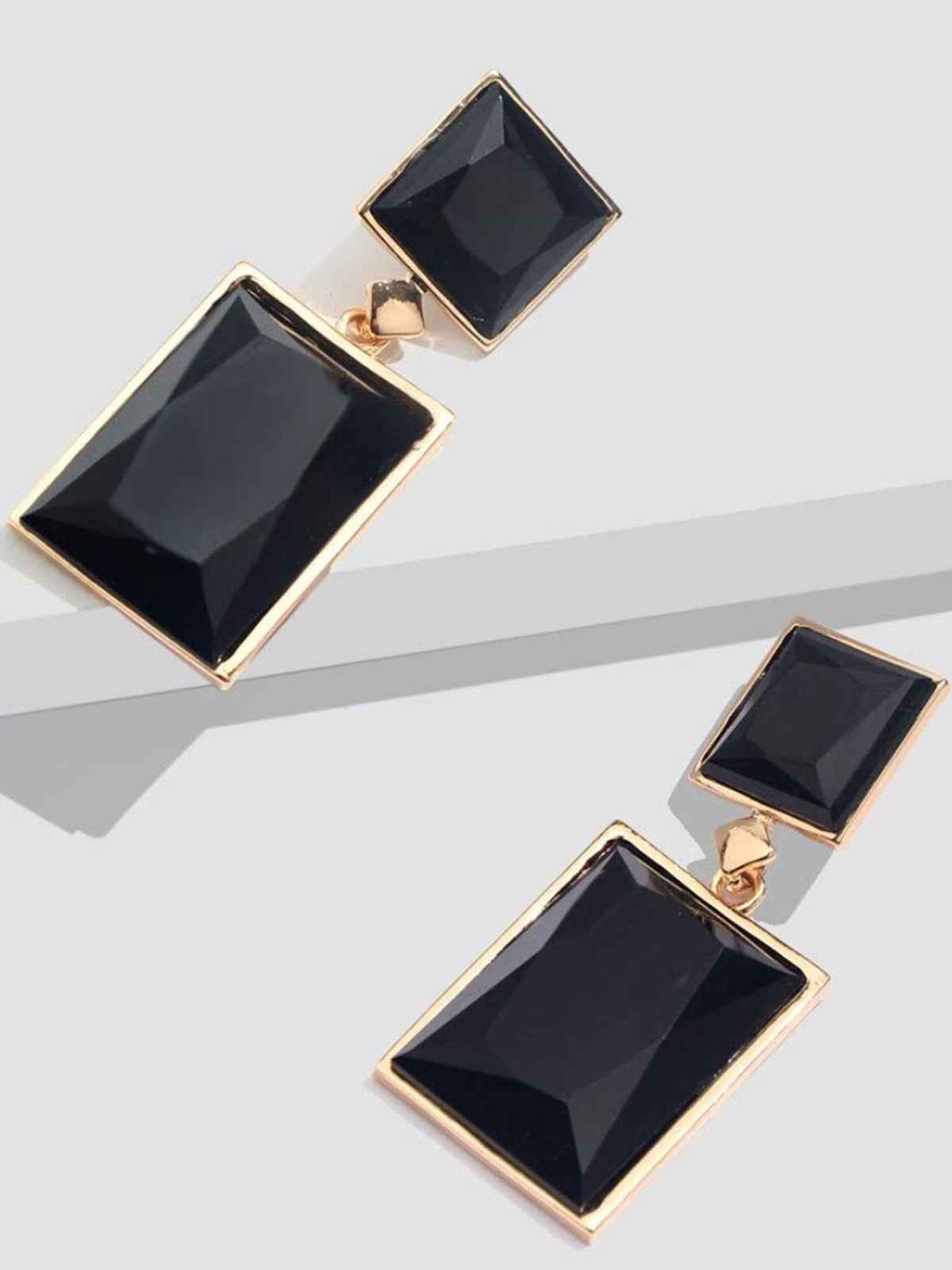 Youbella Jewellery Girls And Women'S Gold Plated Crystal Handmade Earrings (Black)(Ybear - 32842)