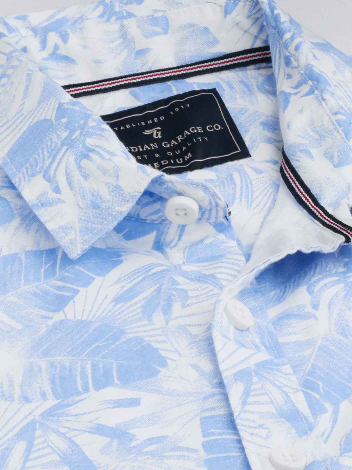 The Indian Garage Co Men's Slim Fit Abstract Print Casual Shirt | Blue - M