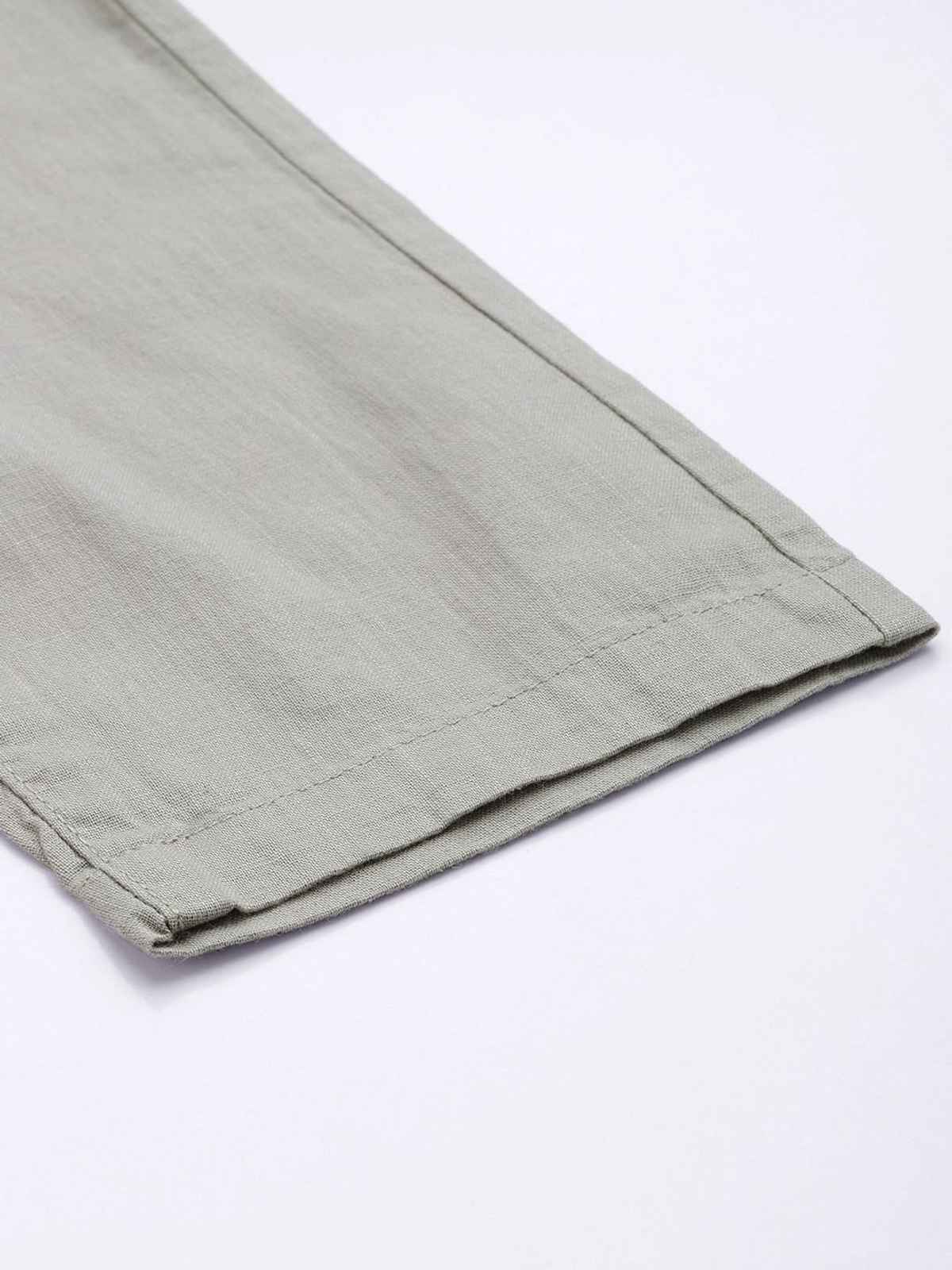 The Indian Garage Co Men's Slim Fit Solid Casual Trouser | Natural Grey - 34