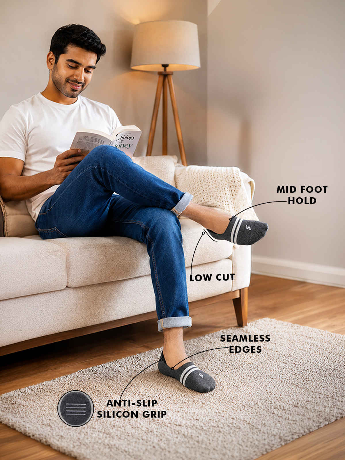 Supersox Men's Solid Combed Cotton Loafer Socks | Multicolour - Free Size