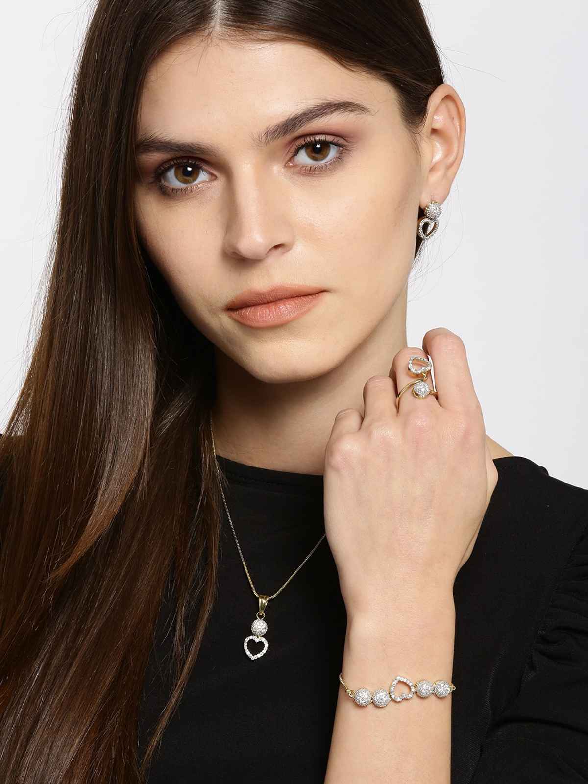 Youbella Stylish Jewellery Combo Gold Plated Jewellery Set For Women (Golden) (Mix - Combo - 110)