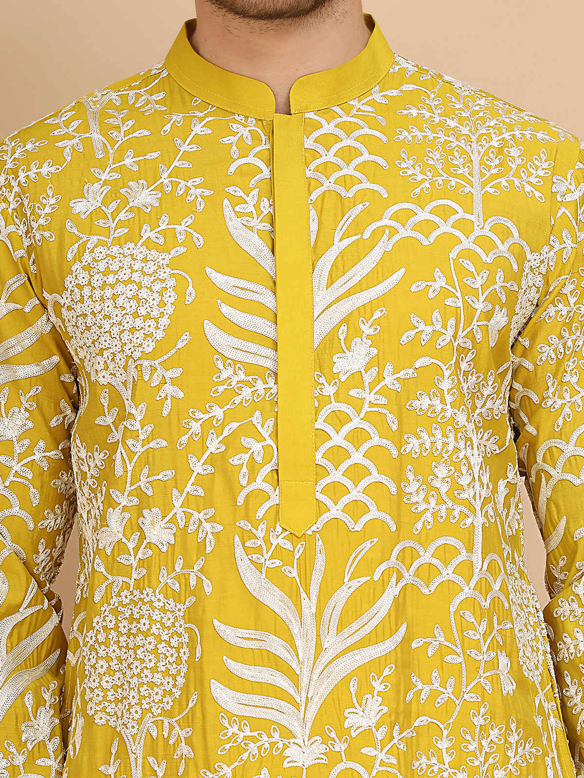 Jompers Men's Kurta | Yellow - S