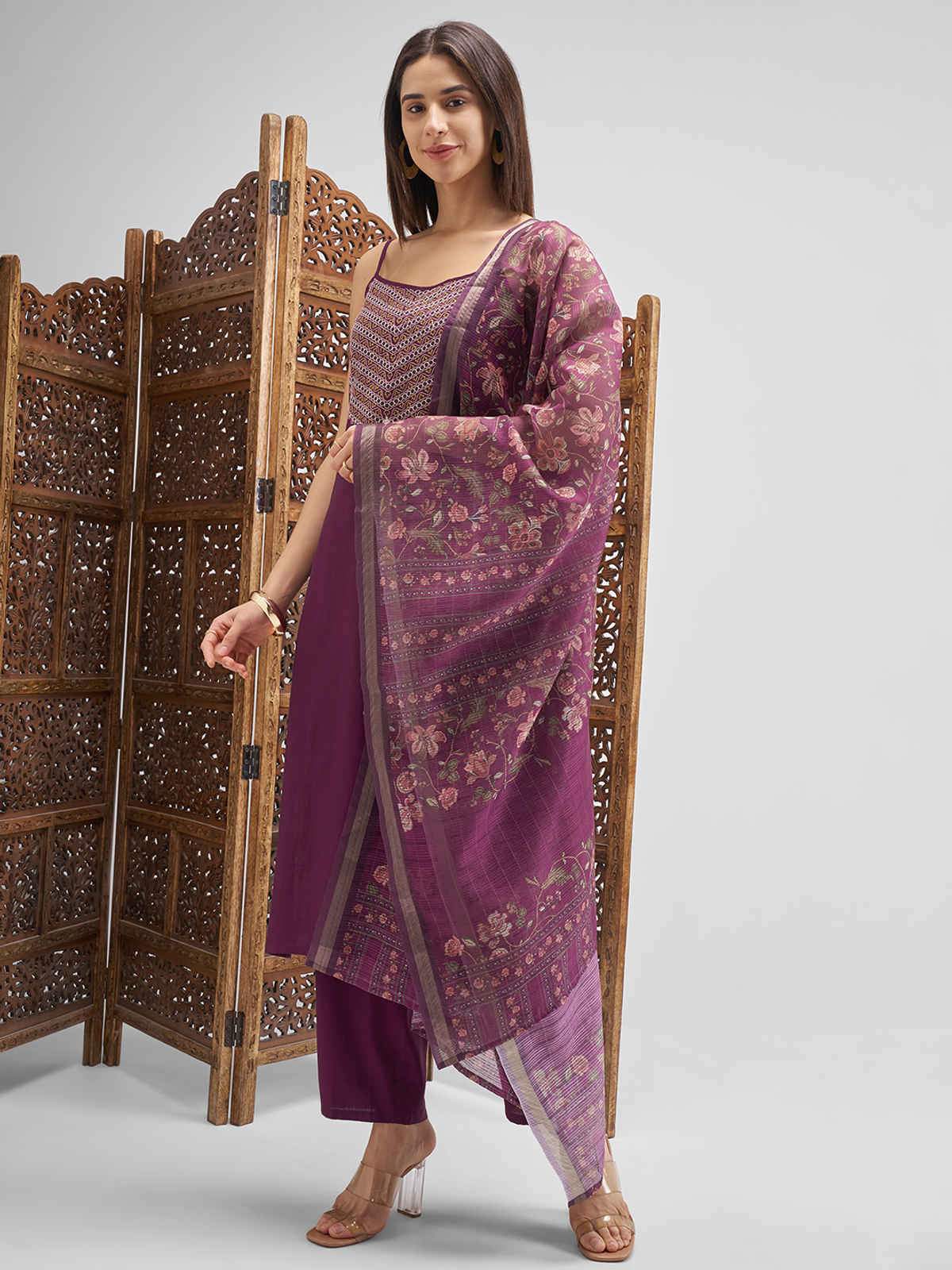Vishudh Women's Kurta Sets | Plum - M