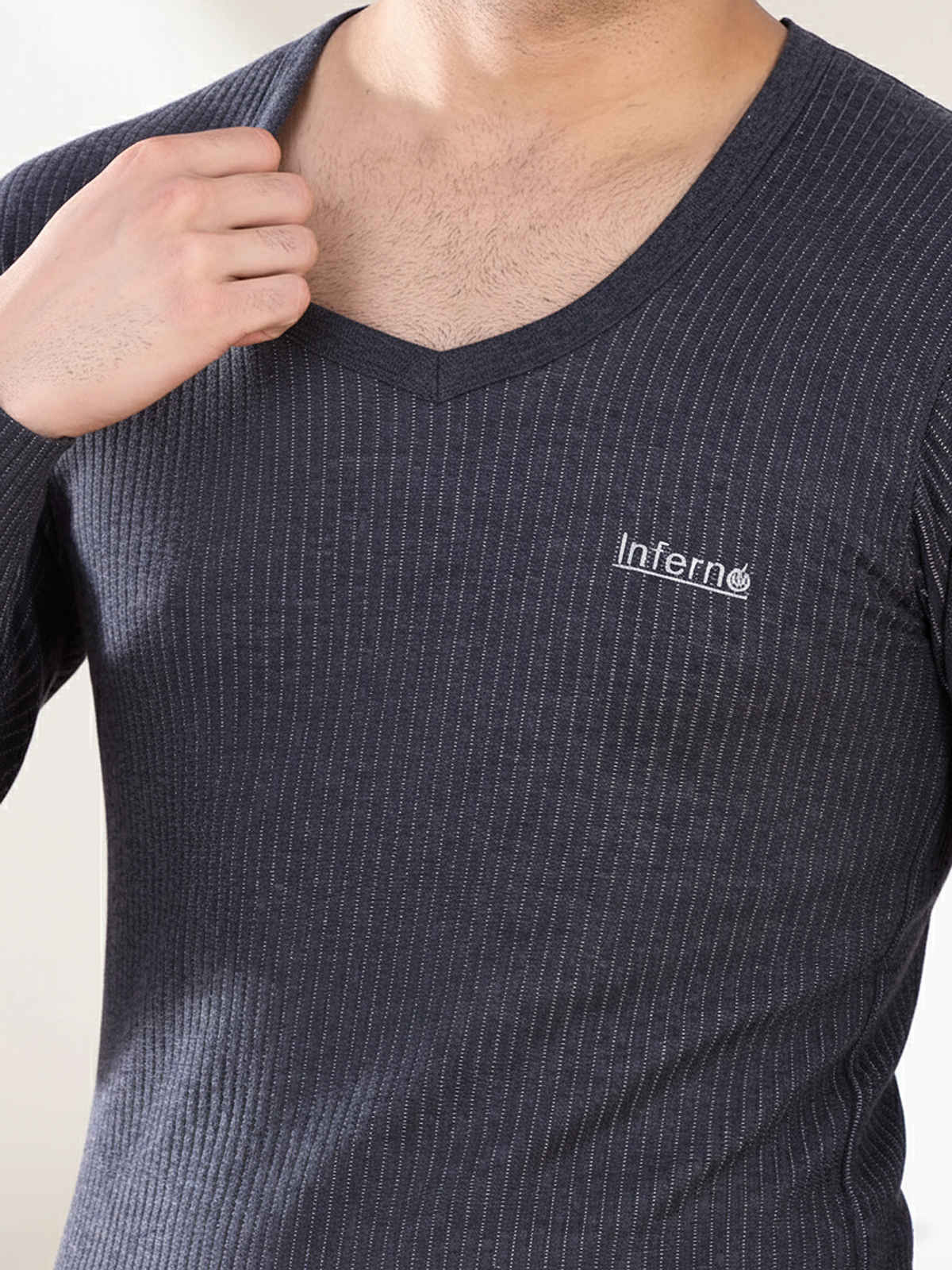 Lux Inferno V-Neck Thermal Top for Men | Charcoal | 85 | Size M