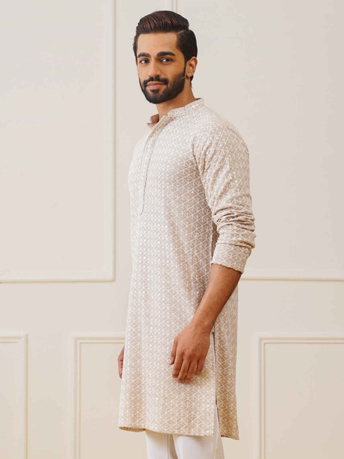 Jompers Men's Kurta | Ko 5005 | Beige - S