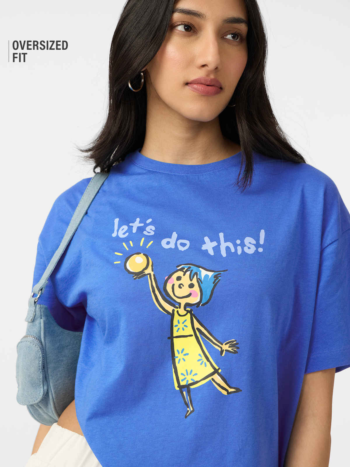 The Souled Store Women's Inside Out - Joy Oversized T-shirt | Blue - L