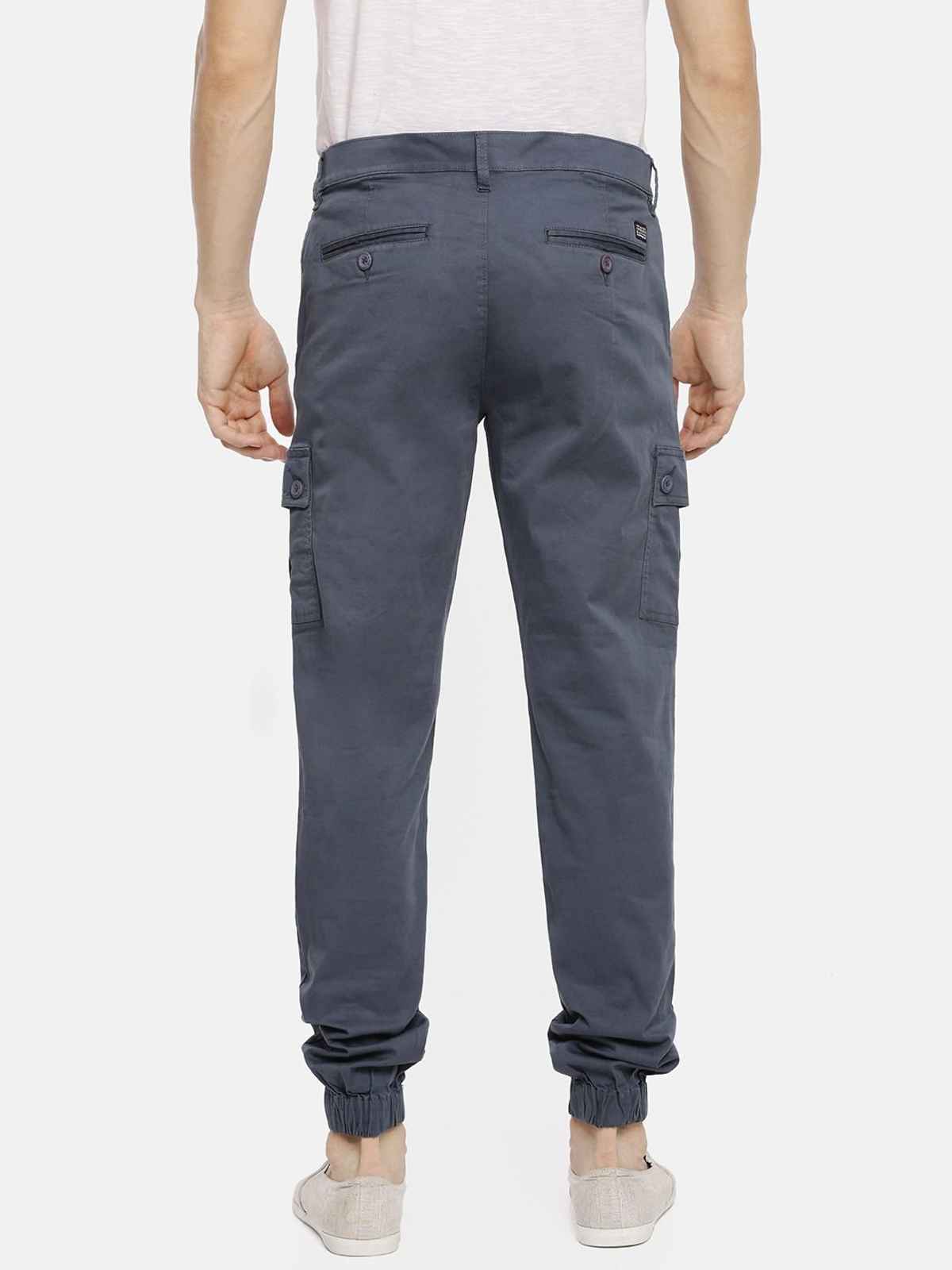 The Indian Garage Co Men's Slim Fit Solid Casual Trouser | Blue - 34