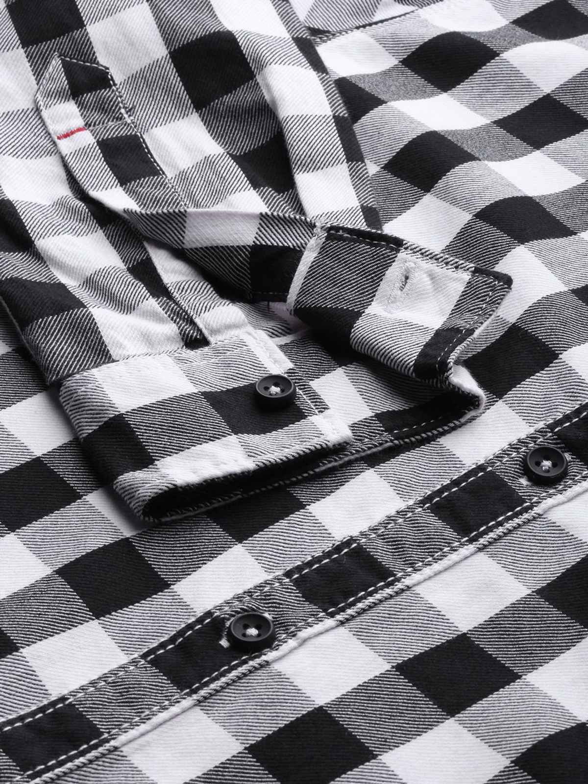 The Indian Garage Co | Men Slim Fit Checkered Casual Shirt | White | S