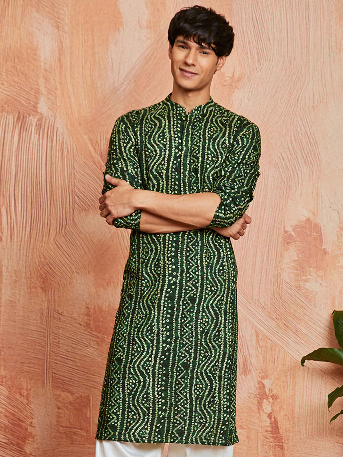 Vastramay Men's Rayon Kurta | Green - L