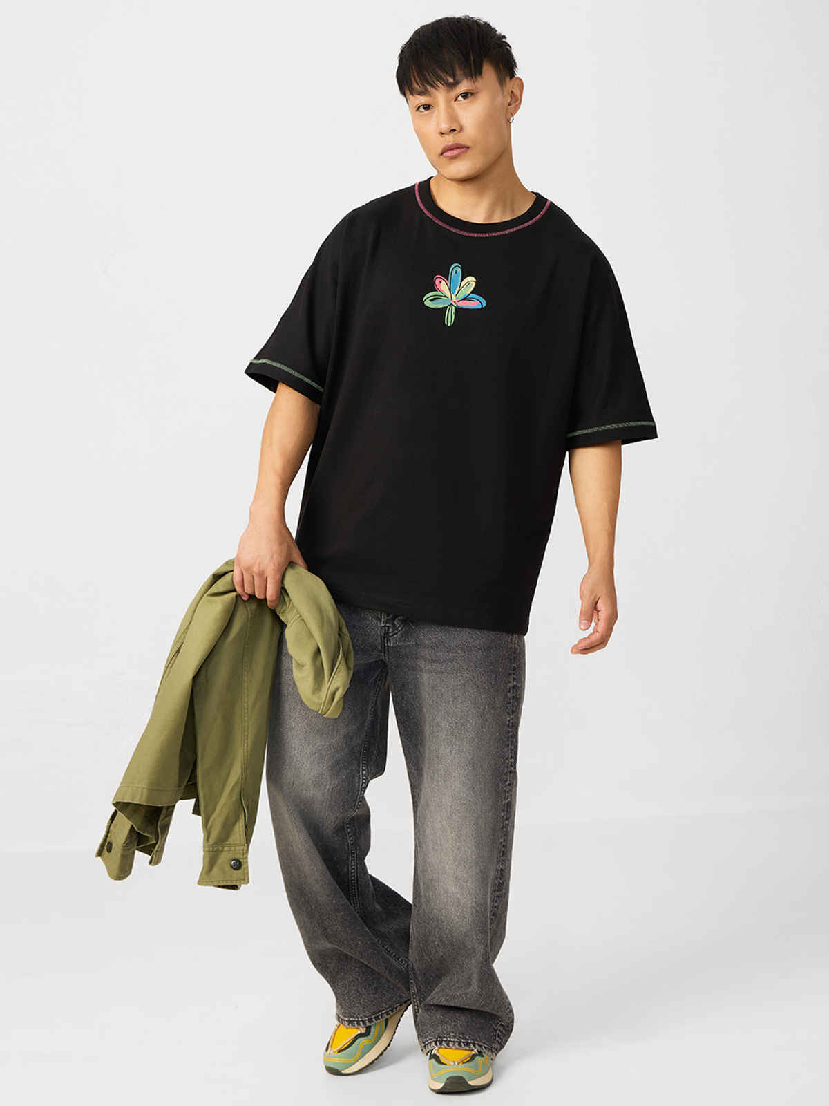 The Souled Store Men's TSS Originals Chaos Super Oversized T-shirt | Black | L