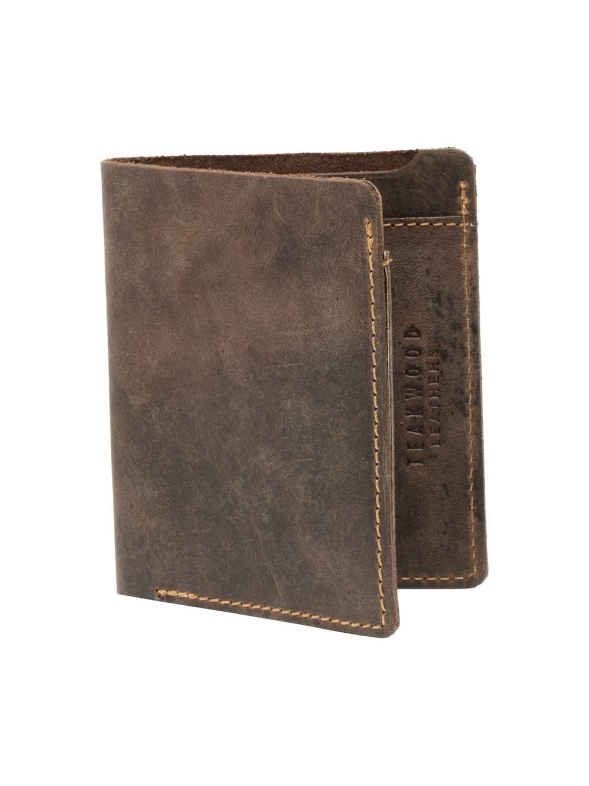 Teakwood Leather Men's 2-Fold Wallet | WLT 339 SA | Brown Hunter