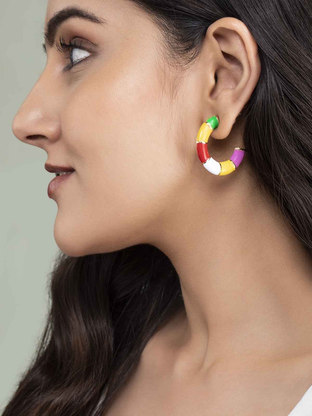 Rubans Gold-Toned Contemporary Half-Hoop Earrings