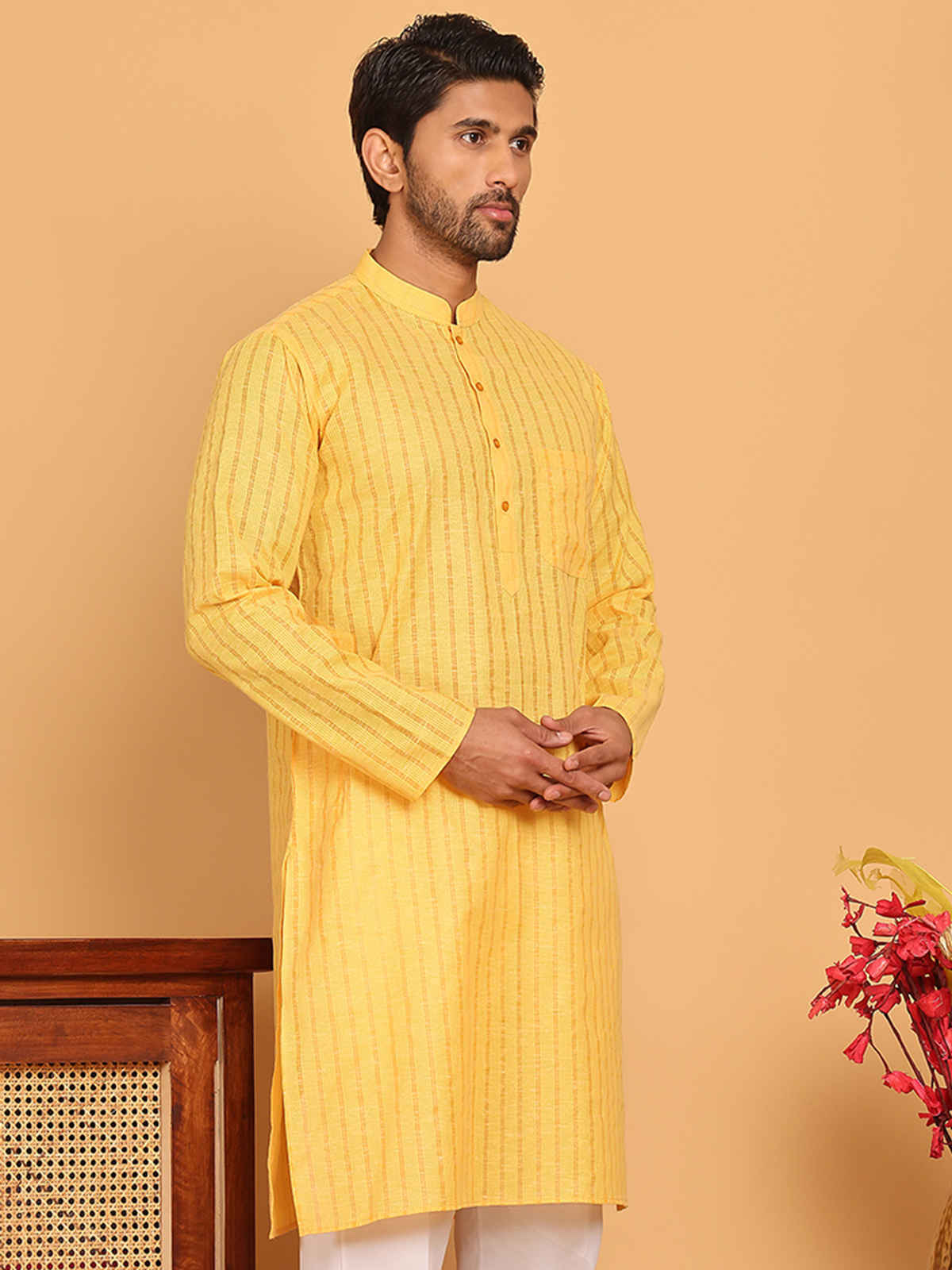 Jompers Men's Kurta | Yellow - 2XL