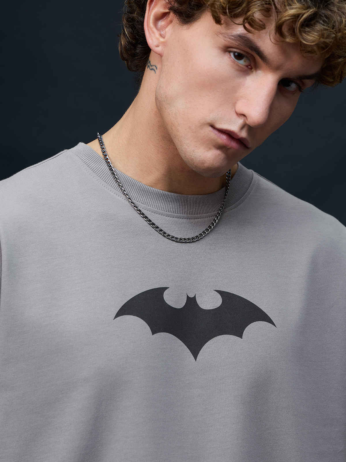 The Souled Store Men's Batman To The Rescue Oversized T-shirt | Grey | 2XL