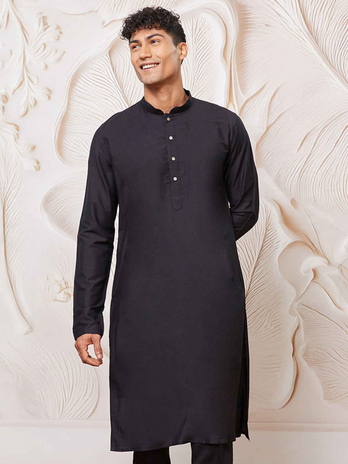 Vastramay Men's Viscose Kurta | Black | L