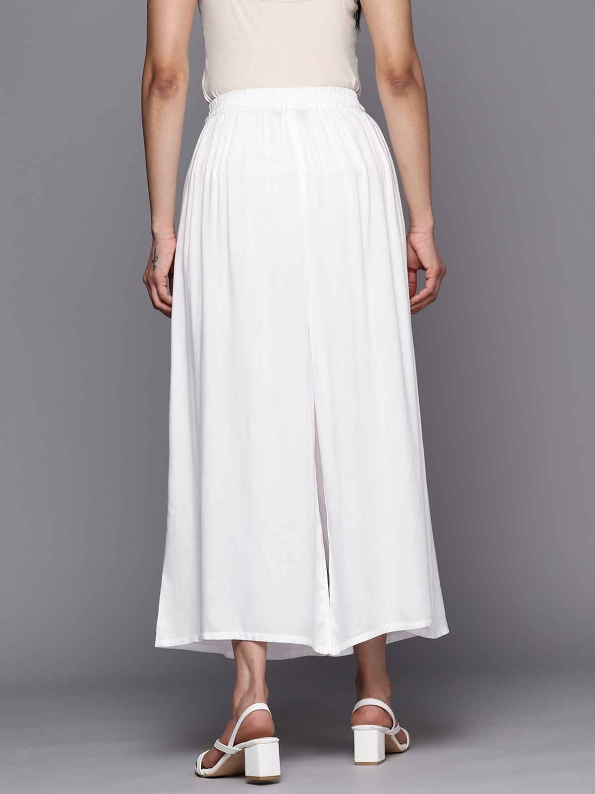 Libas Women White Soild Palazzos - Pl1452L