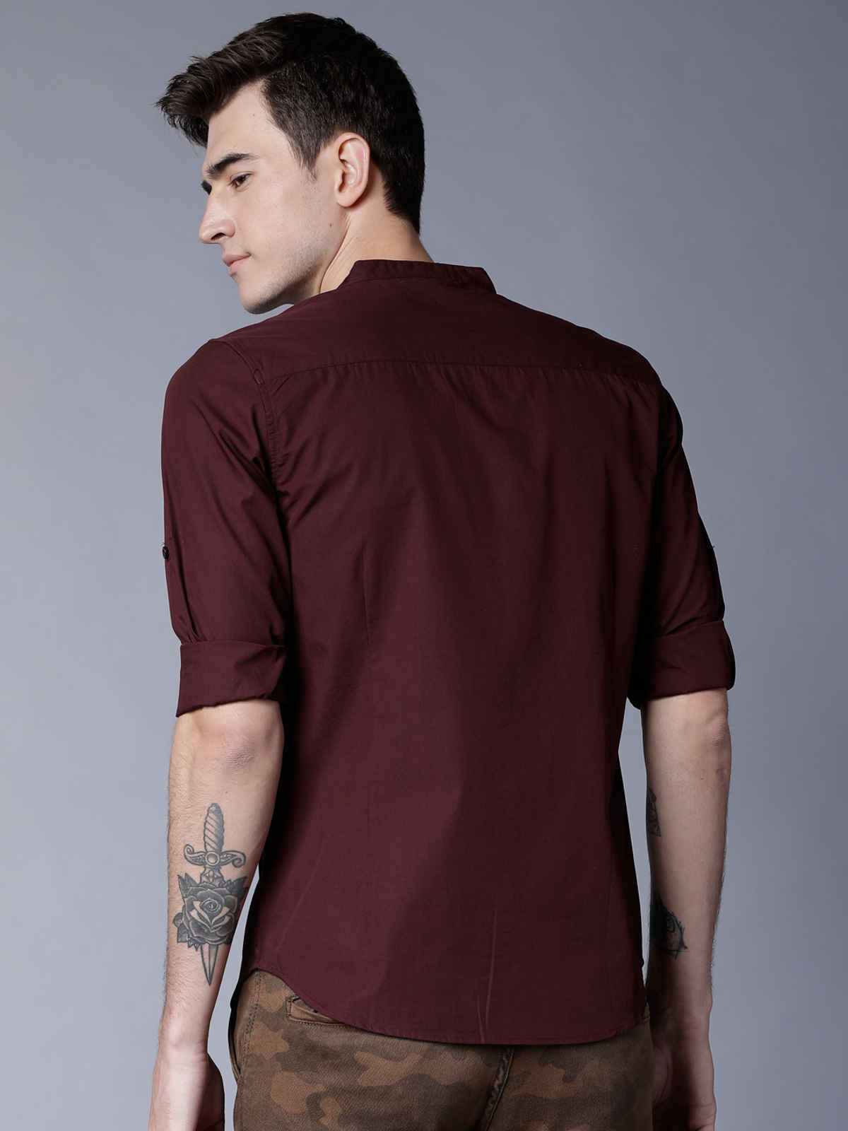 Highlander Men's Slim Fit Casual Shirt | Maroon - L