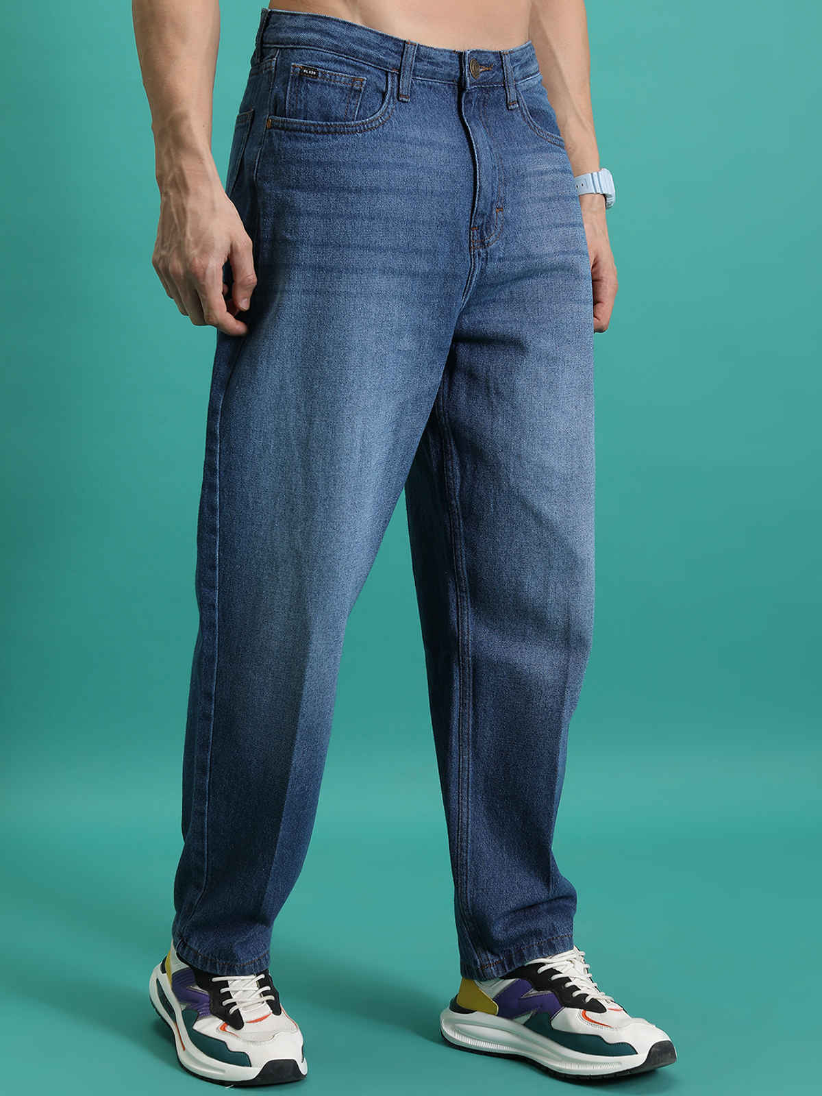 HIGHLANDER Men's Relax Fit Baggy Jeans | Blue - 36