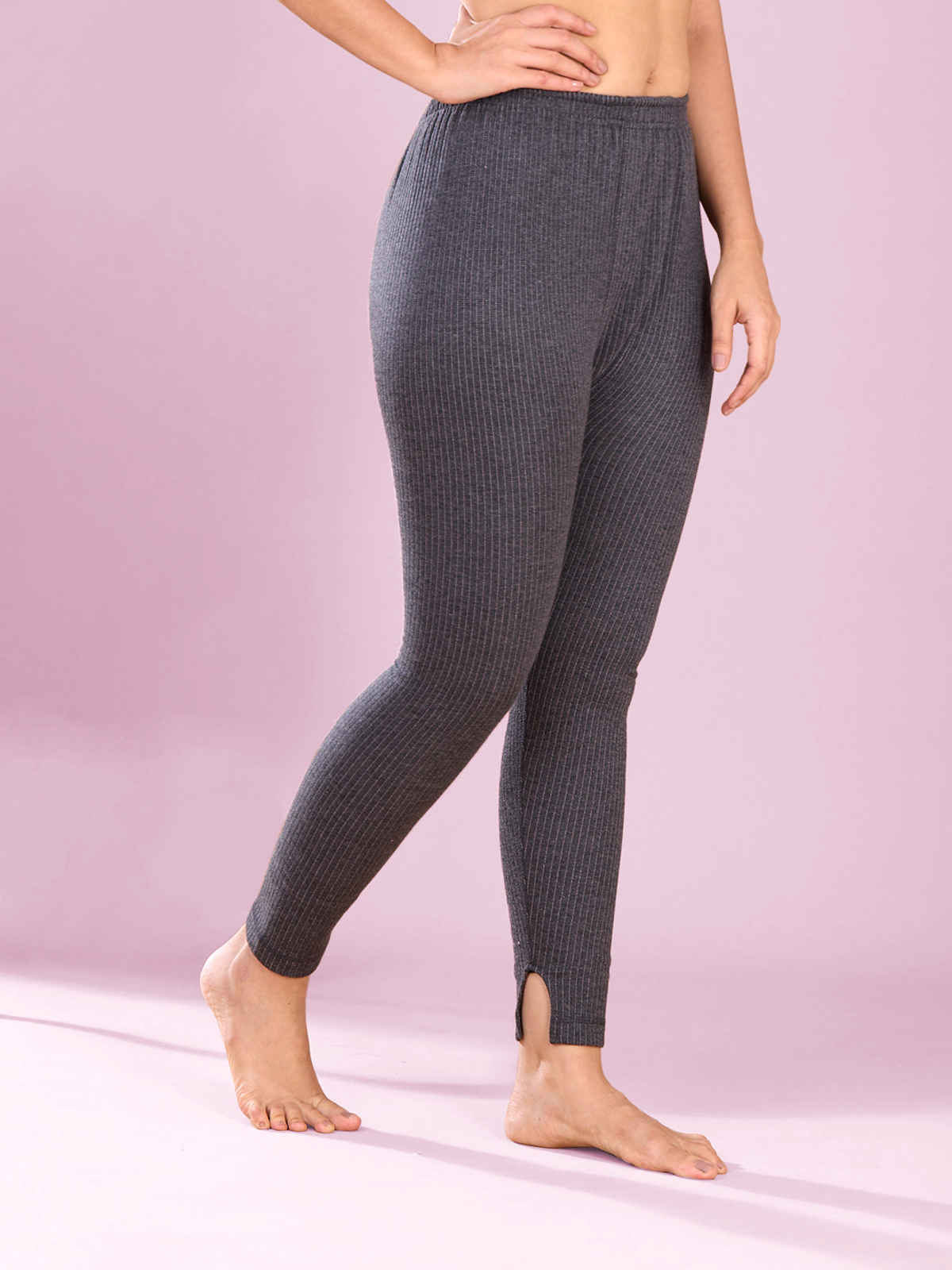 Lux Inferno Women's Cotton Charcoal Thermal Trouser | Charcoal Melange - 85
