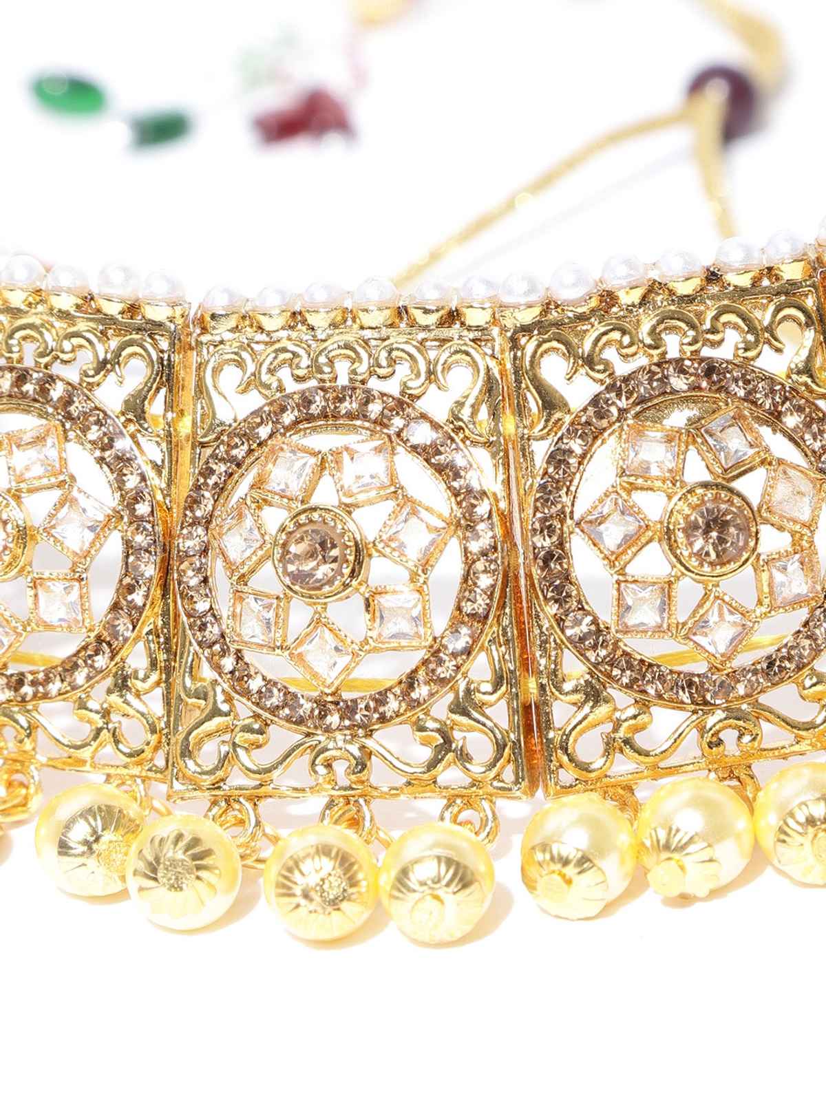 Priyaasi Gold-Plated Stones Studded Choker Set With Mangtika