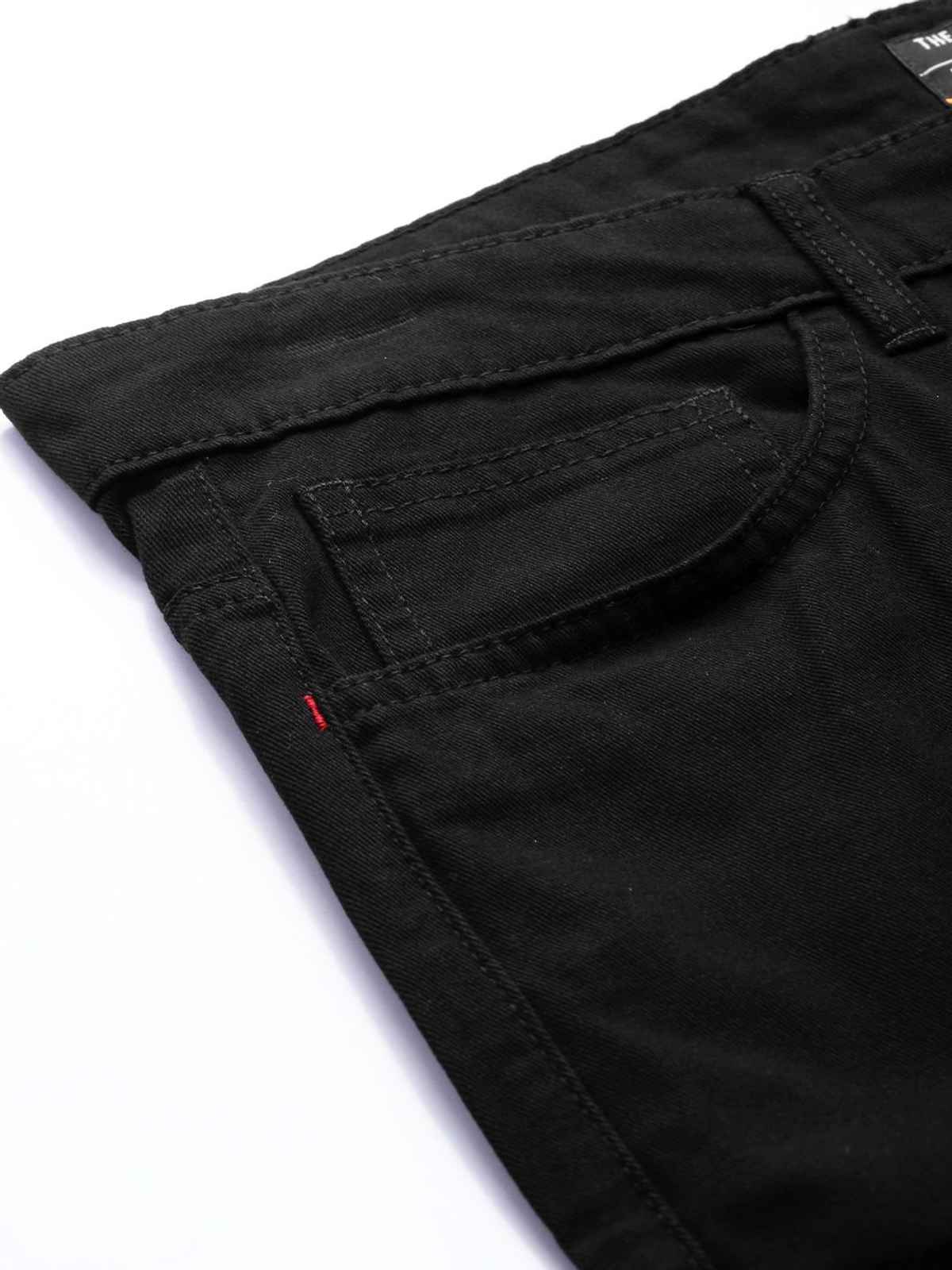 The Indian Garage Co Men's Slim Fit Solid Casual Shorts | Black - 30