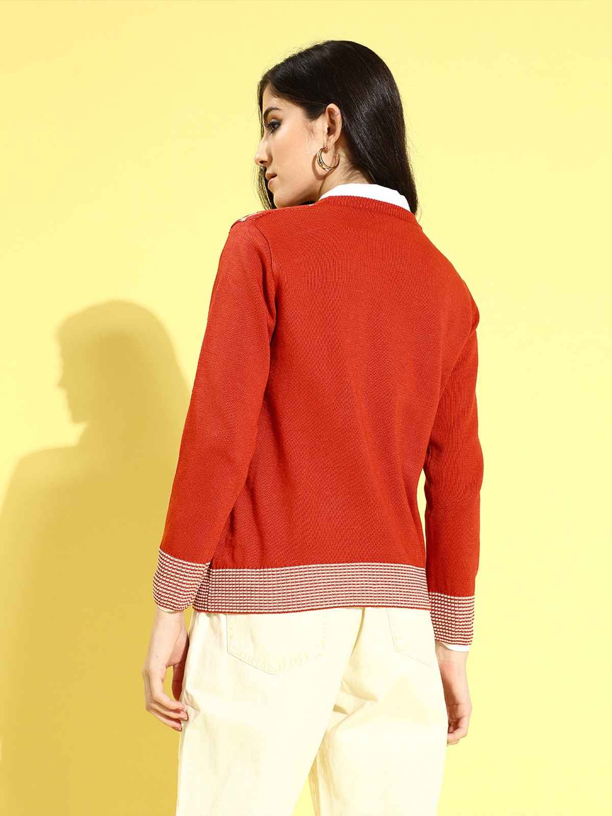 Style Quotient Women's Printed Christmas Pullover Sweater | AW21SQFFBETTY RW | Red - S