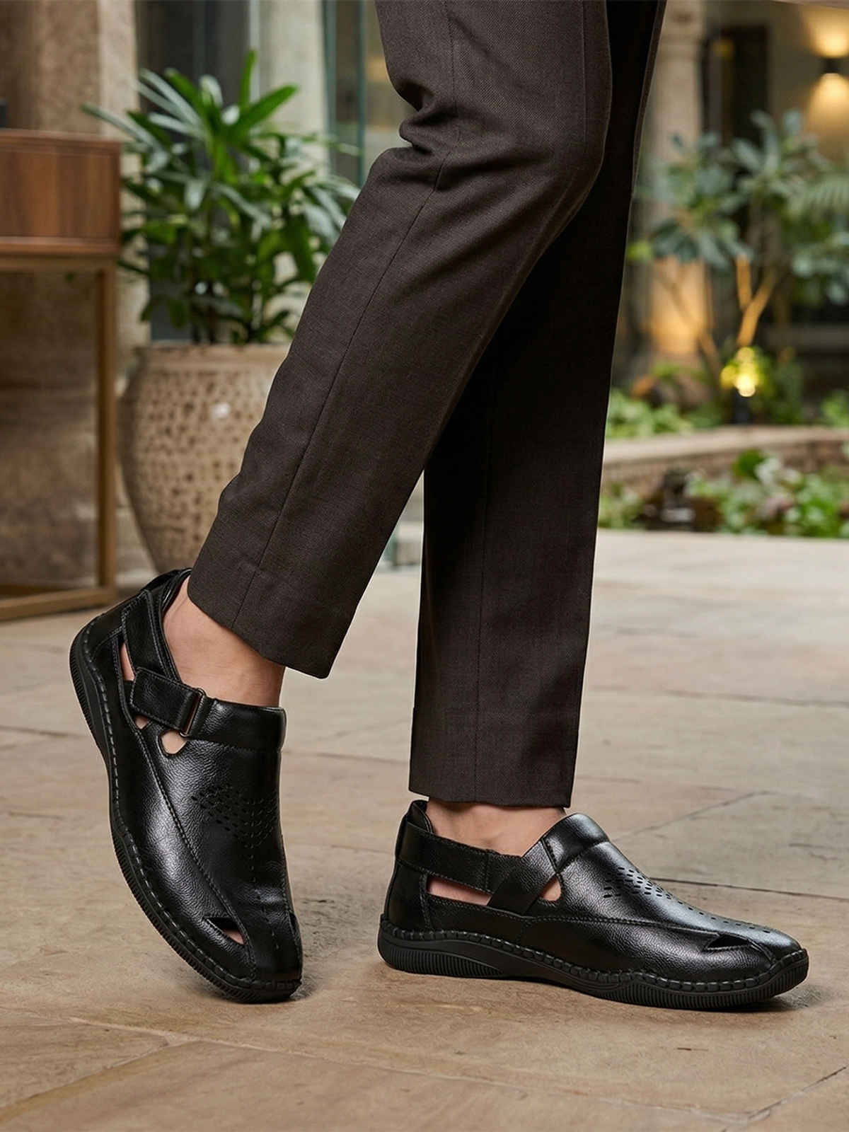 Action Mens Ethnic Sandals | GLC-292 | Black | UK-7