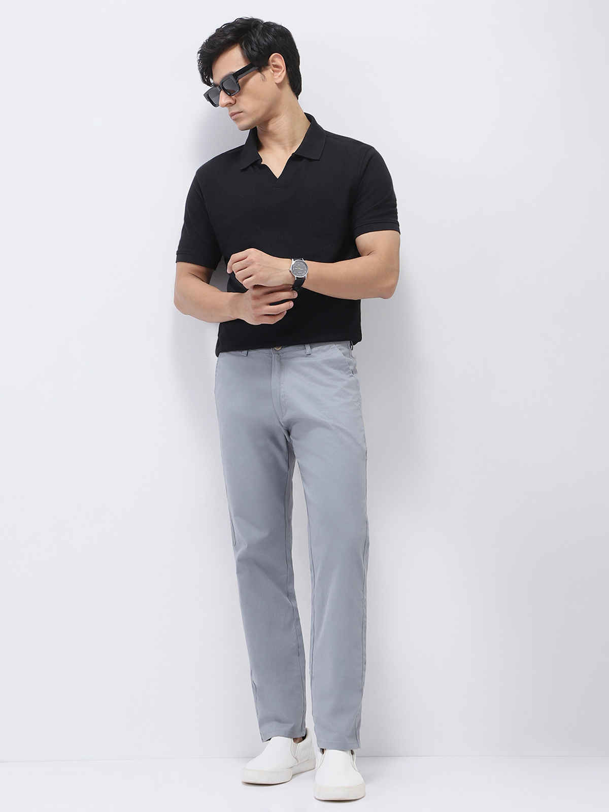 Urbano Fashion Men's Chinos Trousers Cotton Slim Fit Casual Stretch | Light Blue | 32