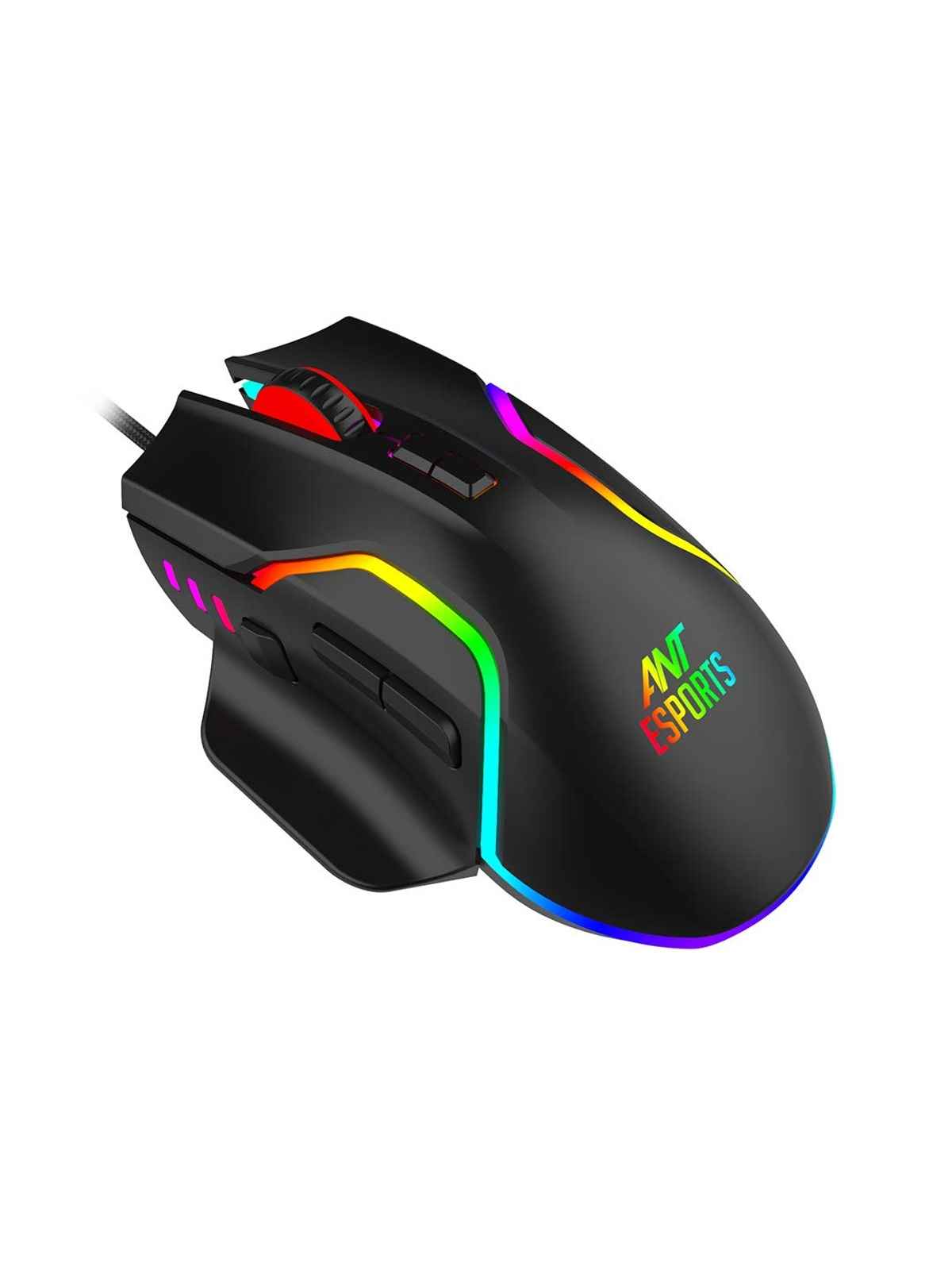 Ant Esports GM320 RGB Optical Wired Gaming Mouse | 8 Programmable Buttons | 12800 DPI I Ergonomic Design with Braided Cable - Black