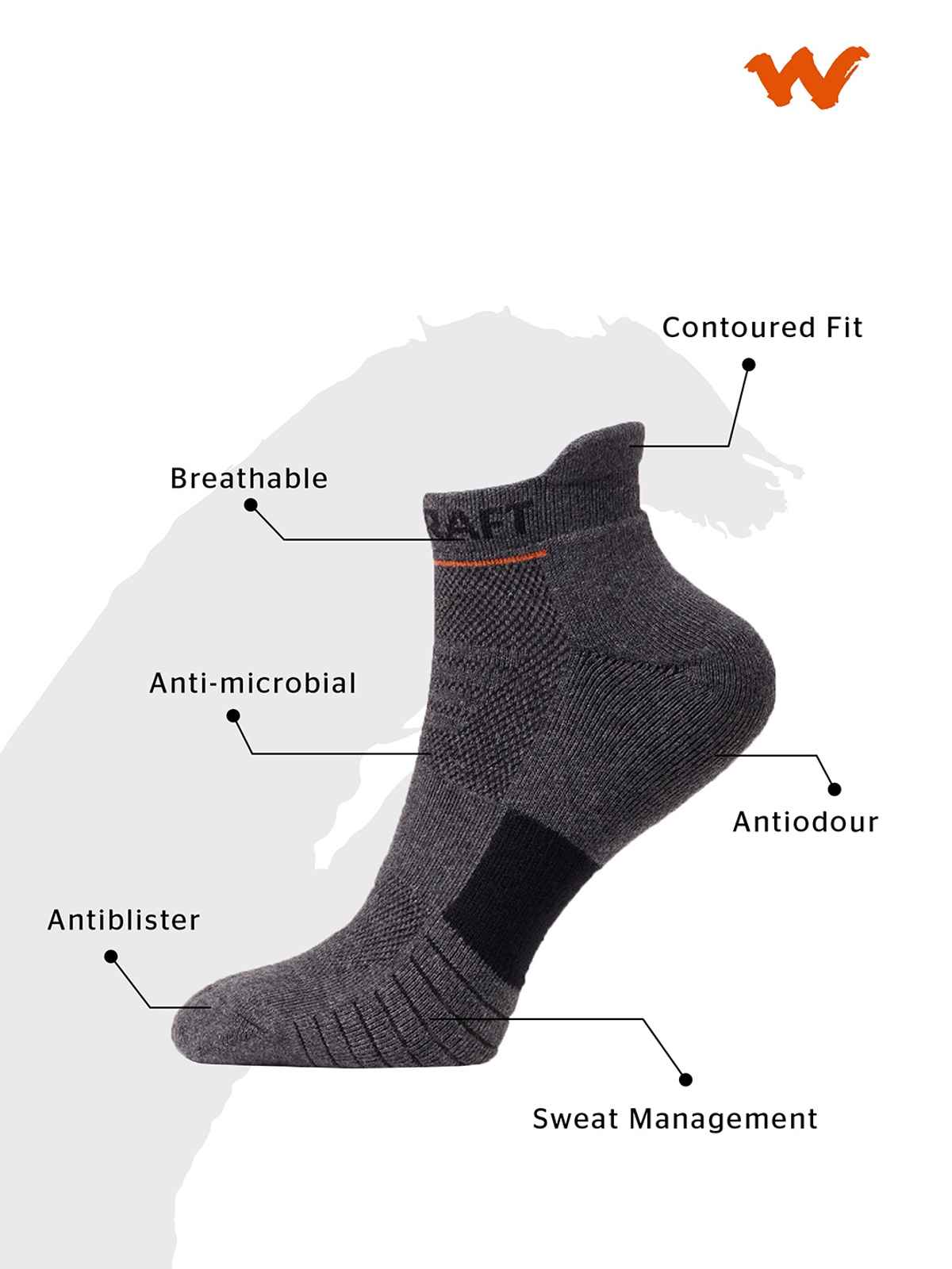 Wildcraft Men's Cotton Low Ankle Socks | Navy and Yellow - Free Size