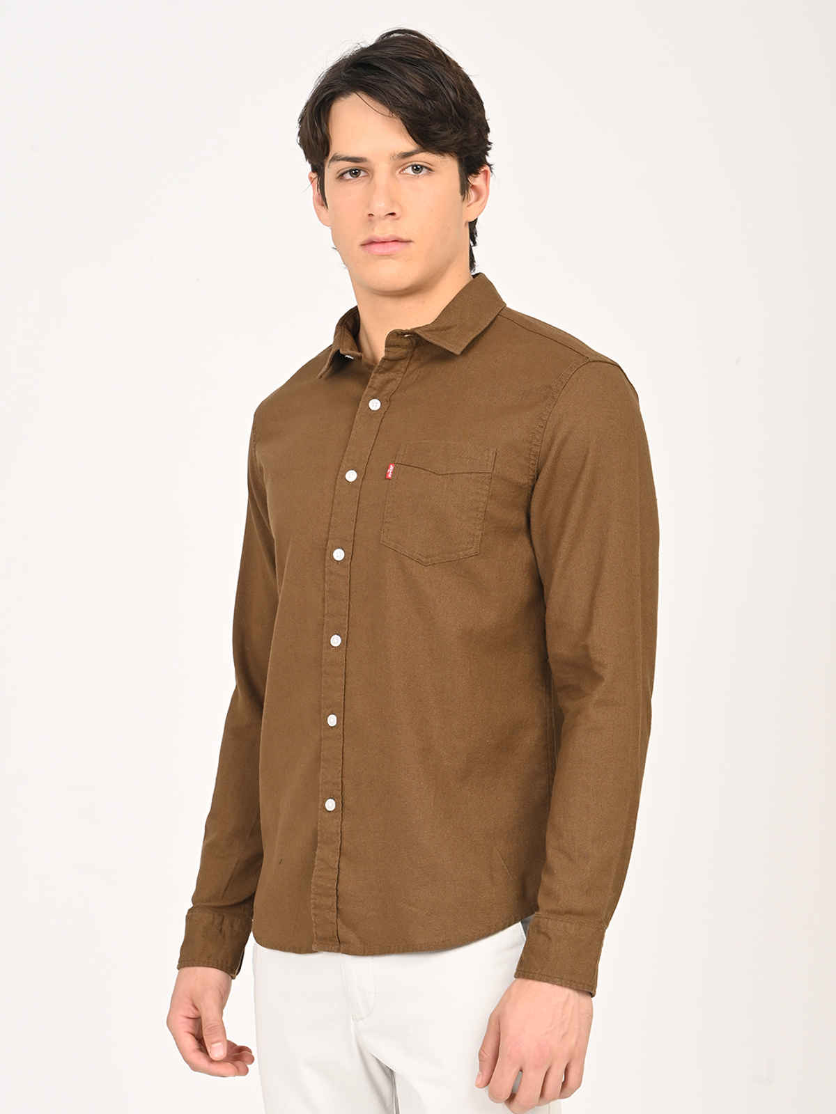 Levi's Men's Solid Slim Fit Shirt | Olive Green | S