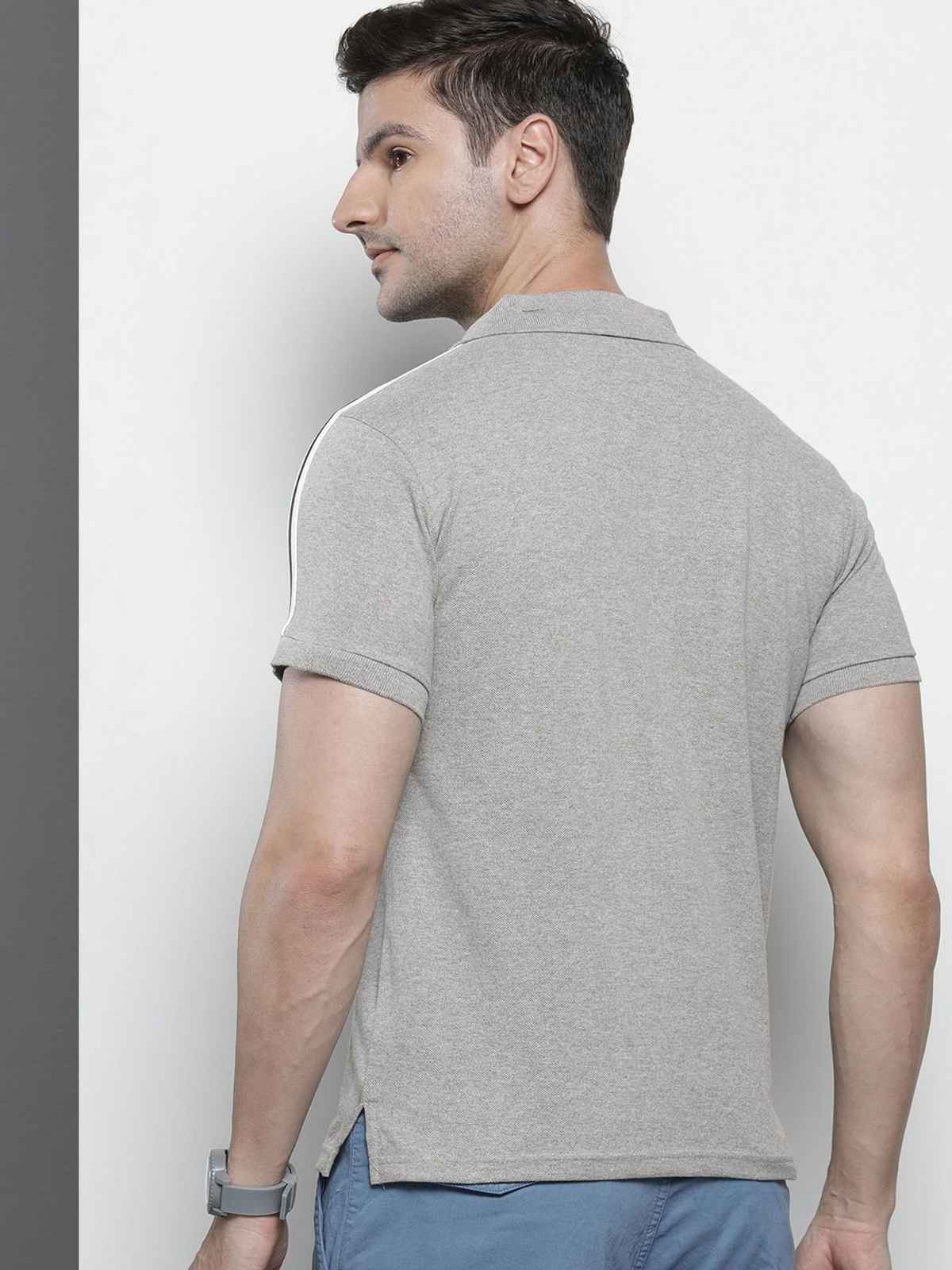 The Indian Garage Co Men's Slim Fit Solid Casual T-Shirt | Grey - S