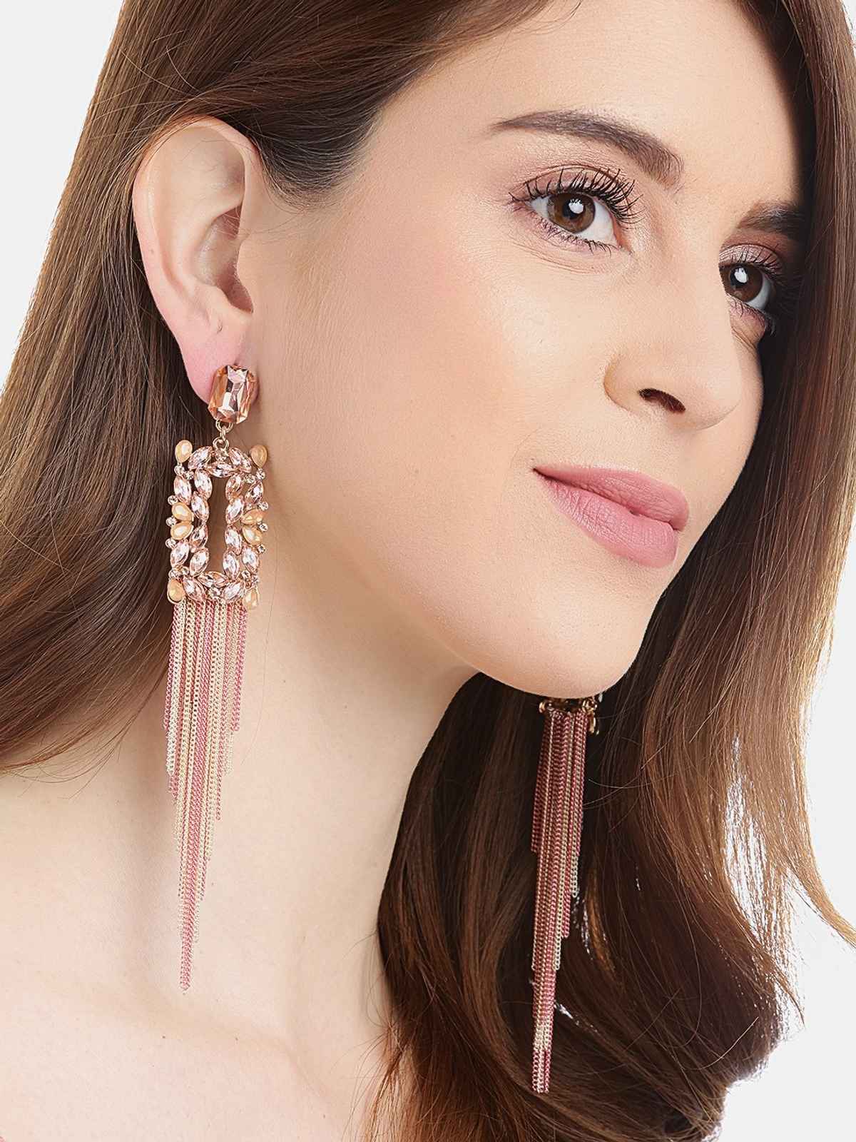YouBella Jewellery Earings Crystal Tassel Handmade Earrings for Girls and Women (YBEAR - 32805)