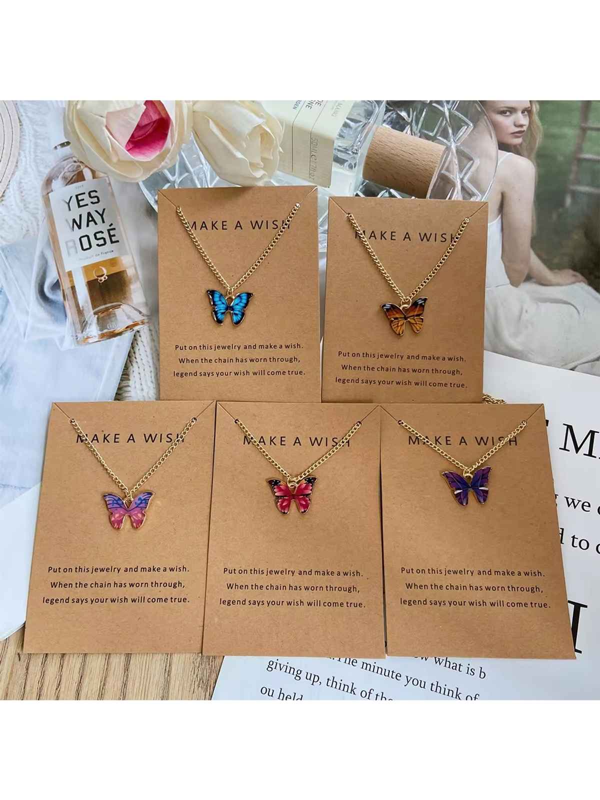 YouBella Jewellery 5 Pcs Stylish Butterfly Jewellery Necklace Set for Women & Girls (YBNK - 50616)